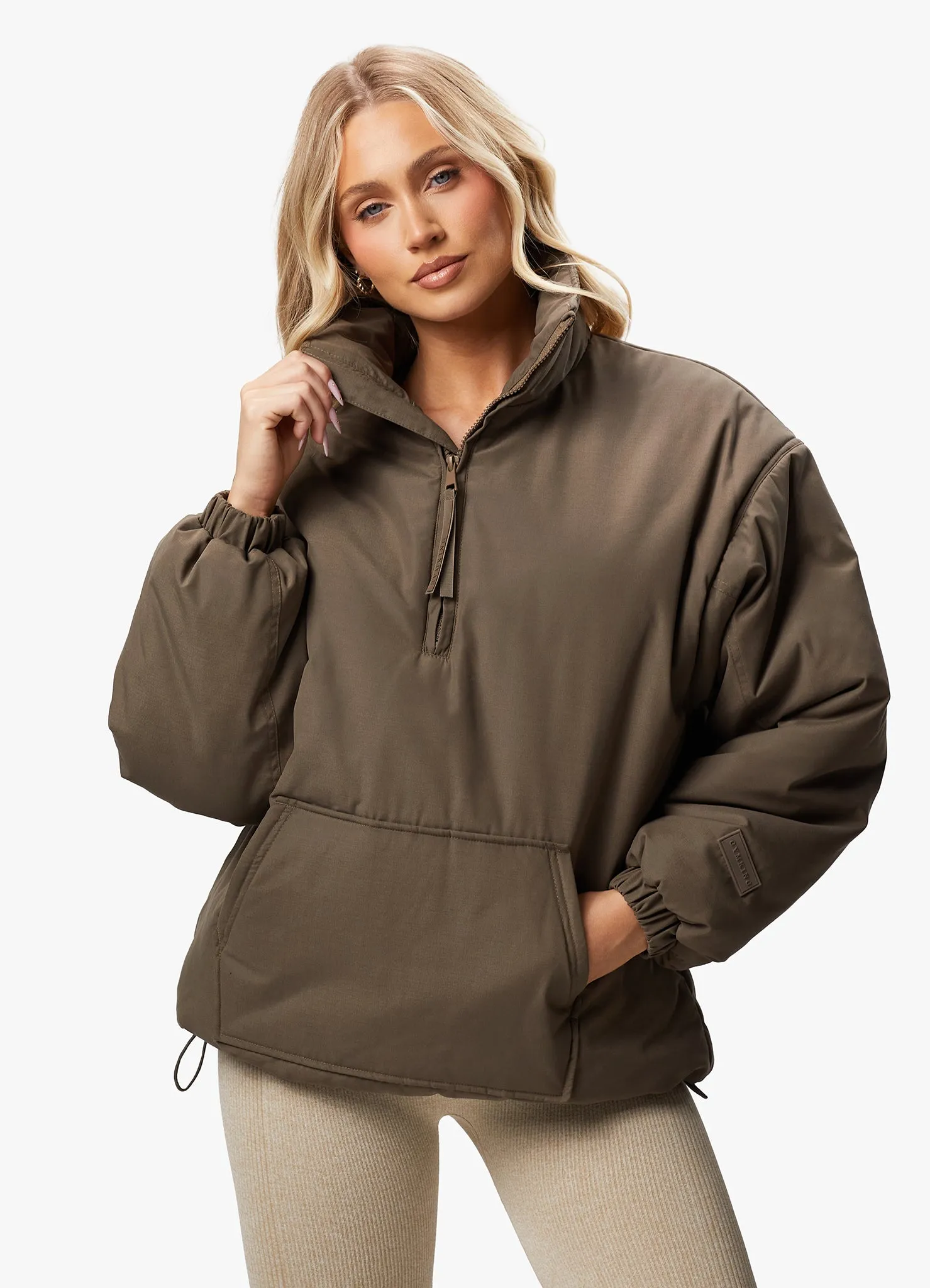 Gym King Woven 1/4 Zip Overjacket - Dusted Mocha sold by The Gym King product image thumbnail 5
