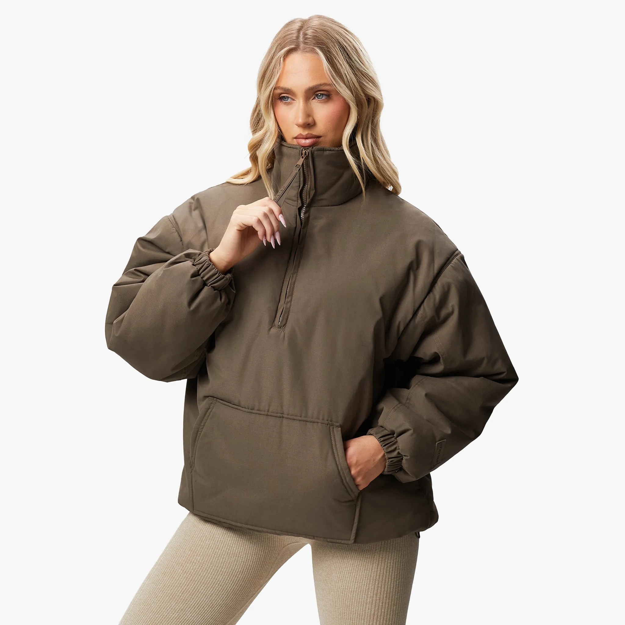 Gym King Woven 1/4 Zip Overjacket - Dusted Mocha sold by The Gym King product image thumbnail 2