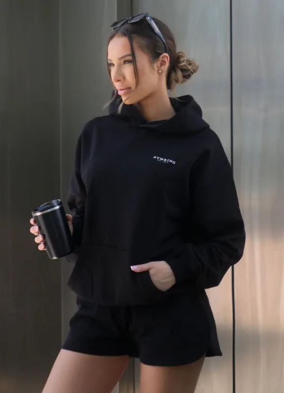 Gym King Established Relaxed Fit Hood - Black/White sold by The Gym King