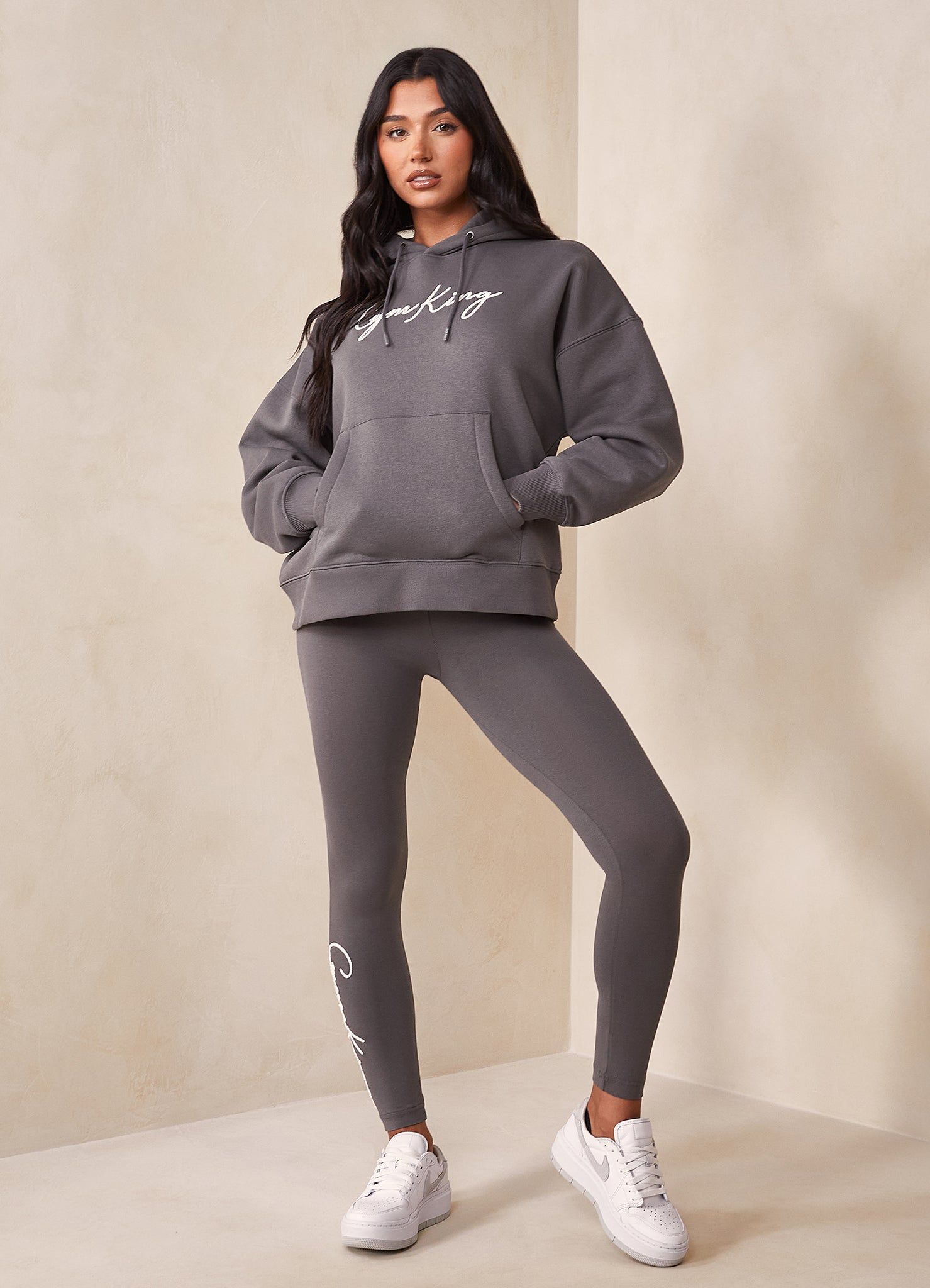 Gym King Script Jersey Legging - Steel/White sold by The Gym King product image thumbnail 3