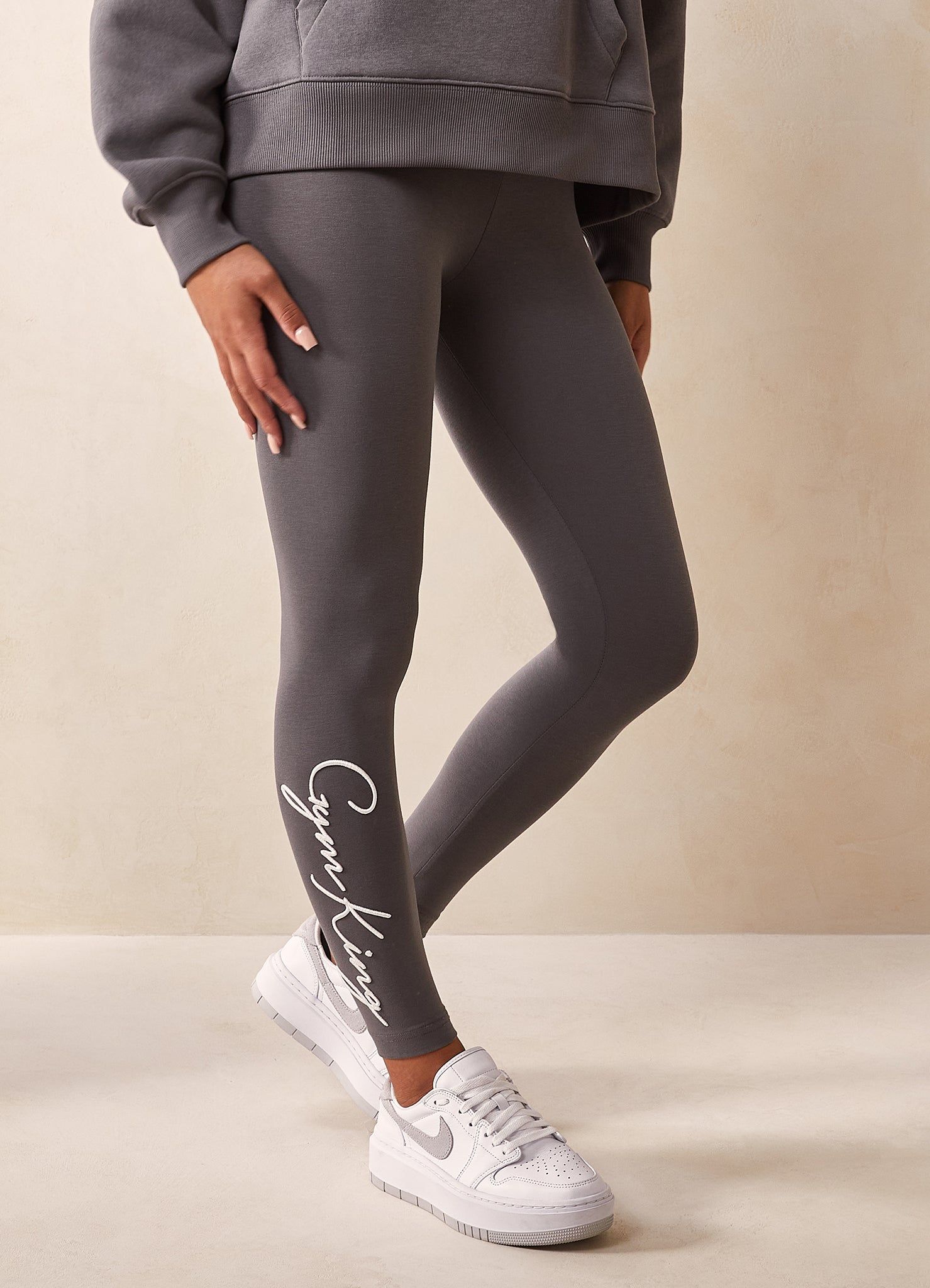 Gym King Script Jersey Legging - Steel/White sold by The Gym King product image thumbnail 4