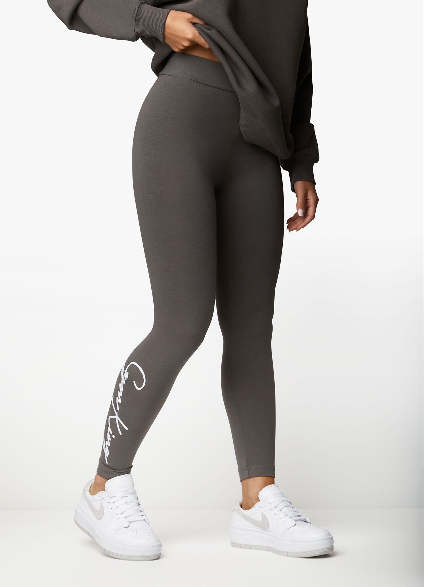Gym King Script Jersey Legging - Steel/White sold by The Gym King product image thumbnail 5