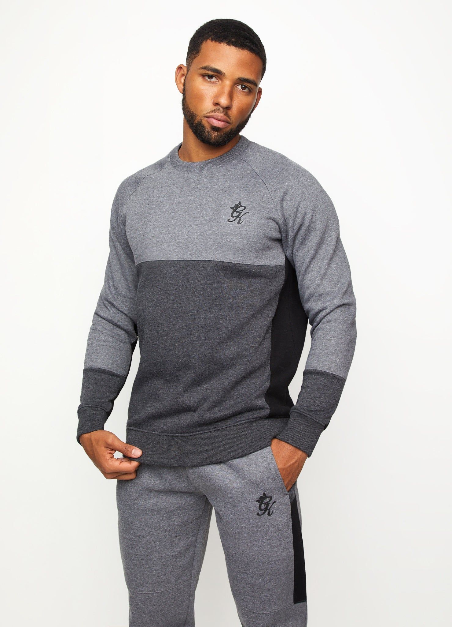 Gym King Minefield Crew - Black/Charcoal Marl sold by The Gym King