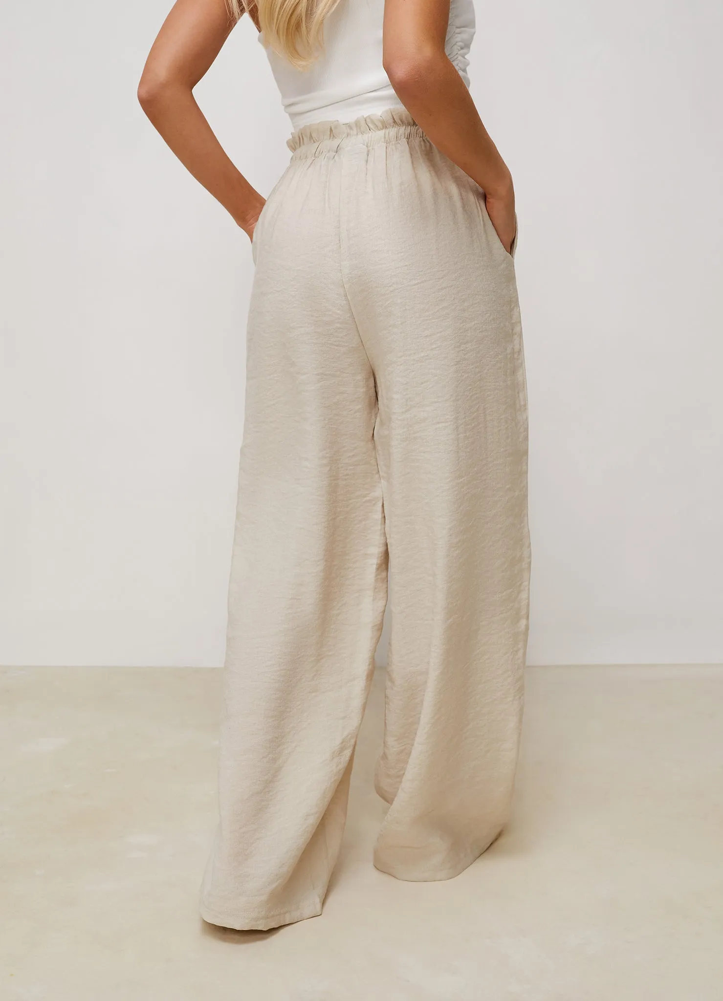 Gym King Signature Woven Paperbag Trousers - Warm Linen sold by The Gym King product image thumbnail 4