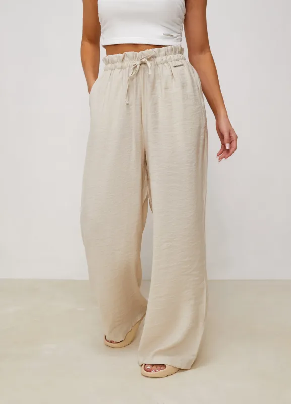 Gym King Signature Woven Paperbag Trousers - Warm Linen sold by The Gym King