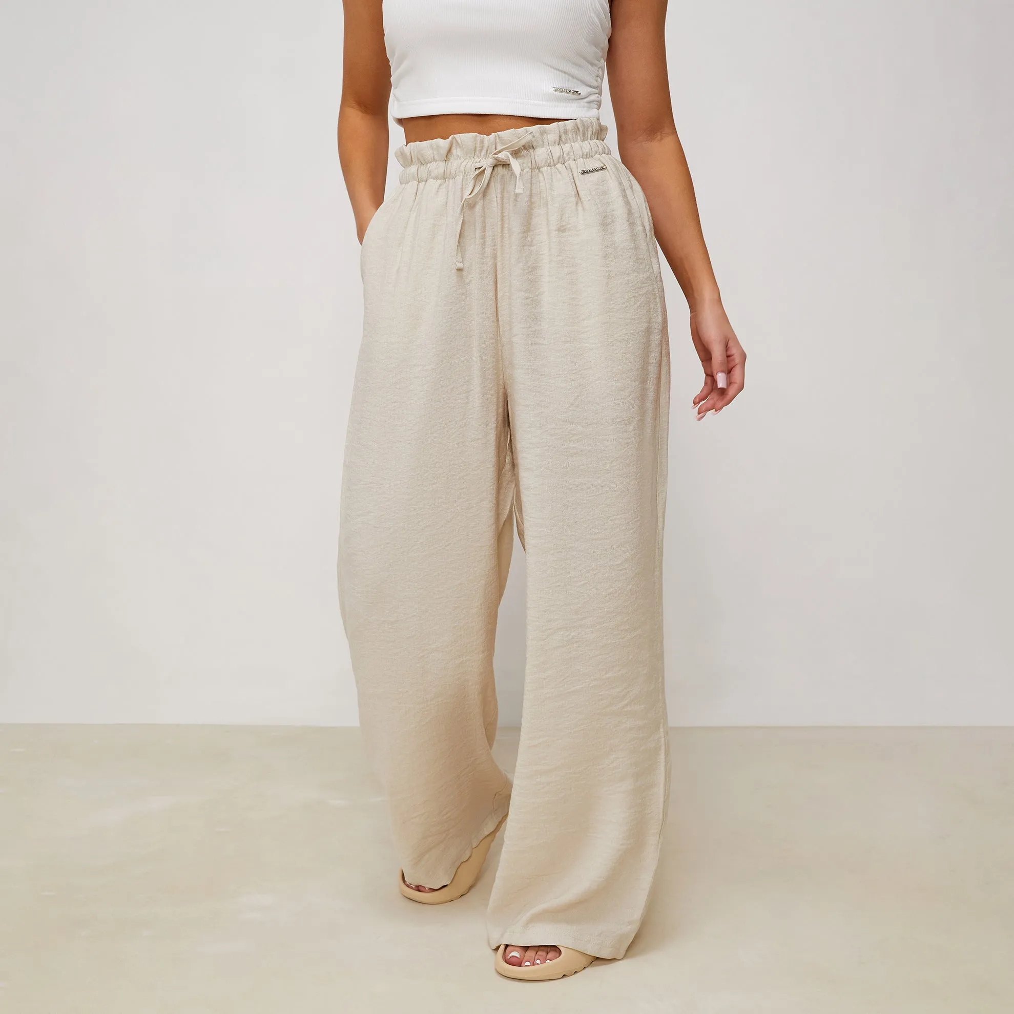 Gym King Signature Woven Paperbag Trousers - Warm Linen sold by The Gym King product image thumbnail 2