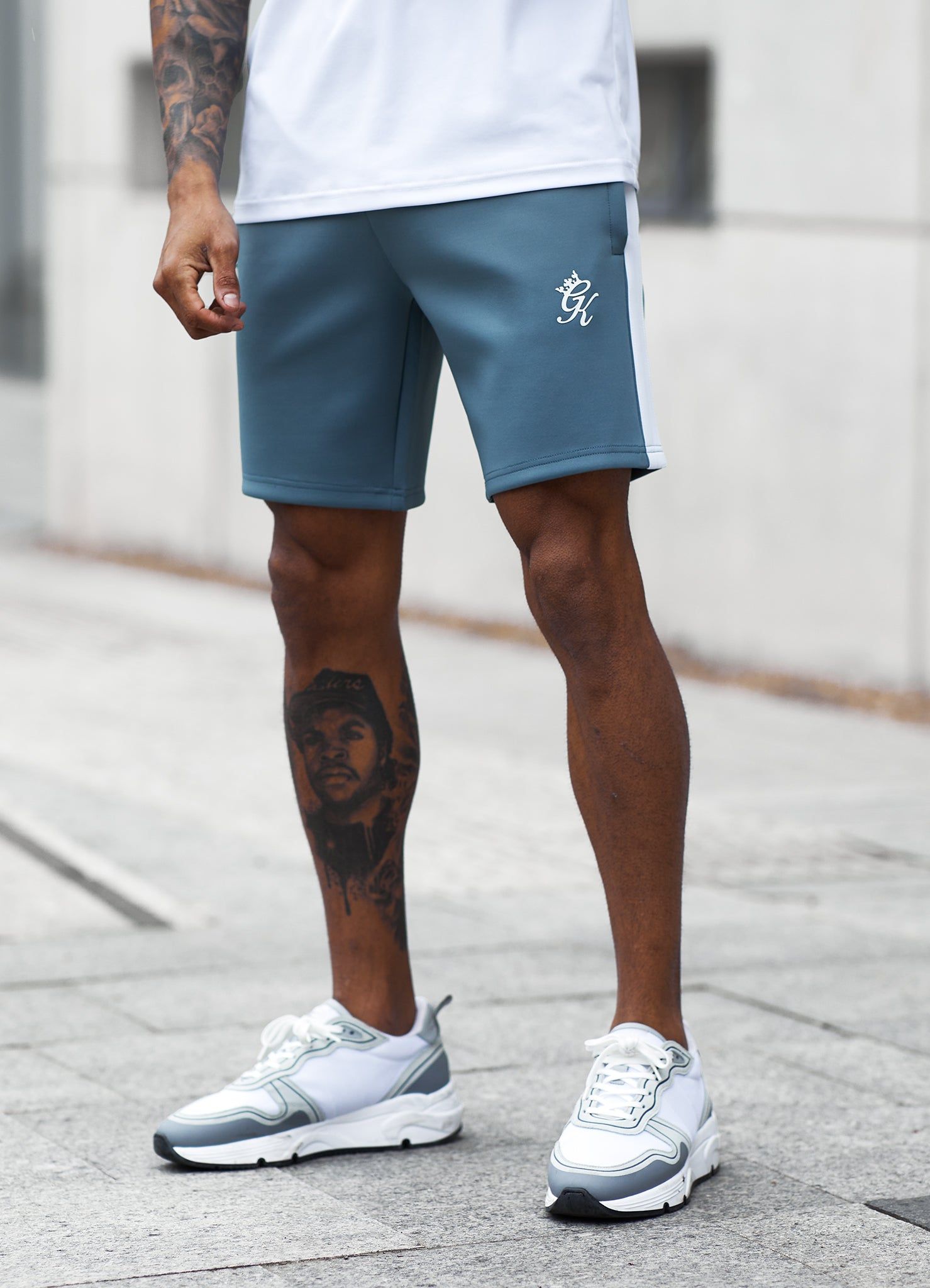 Gym King Core Plus Poly Short - Smoke Blue/White sold by The Gym King