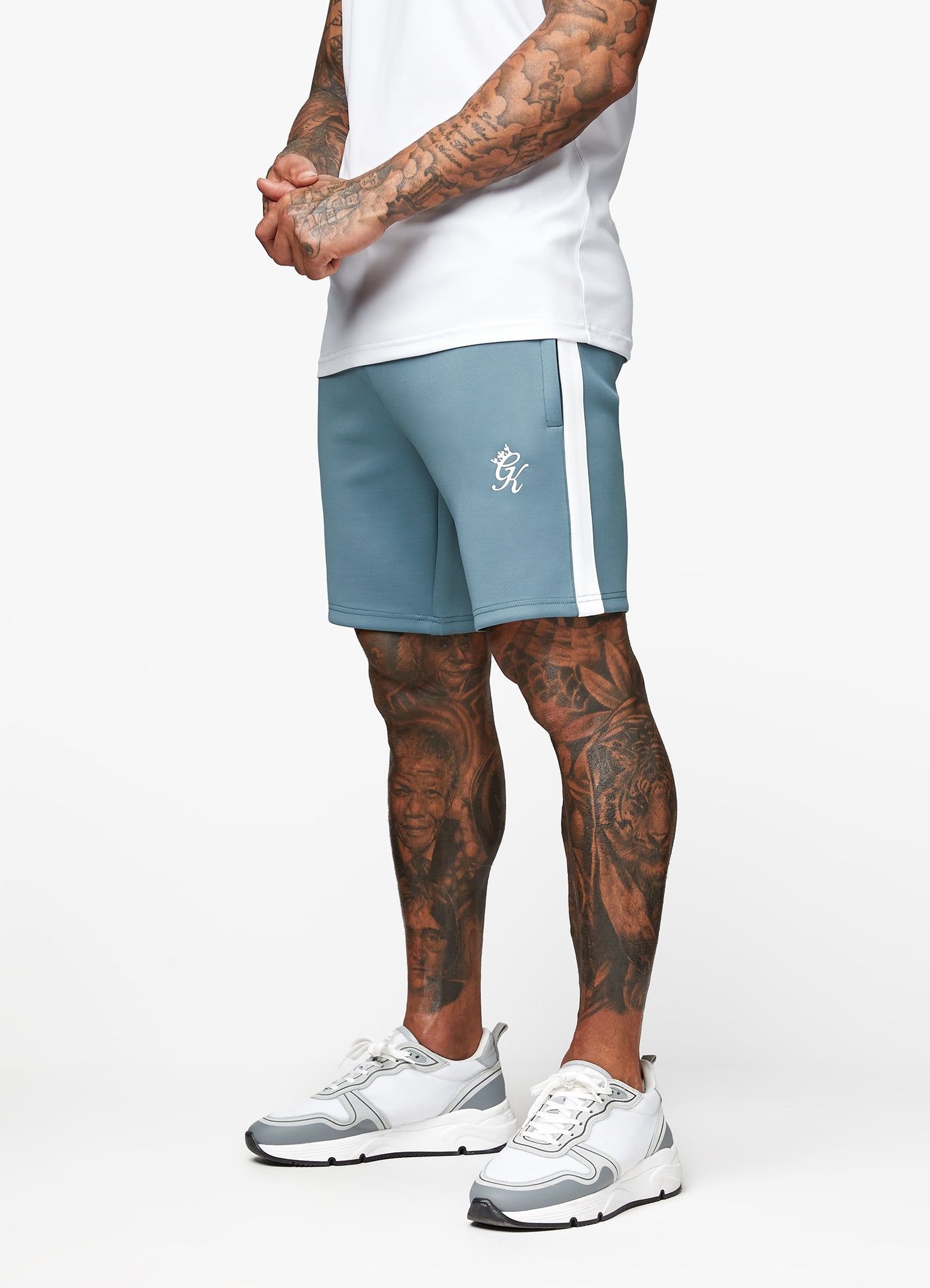 Gym King Core Plus Poly Short - Smoke Blue/White sold by The Gym King product image thumbnail 4