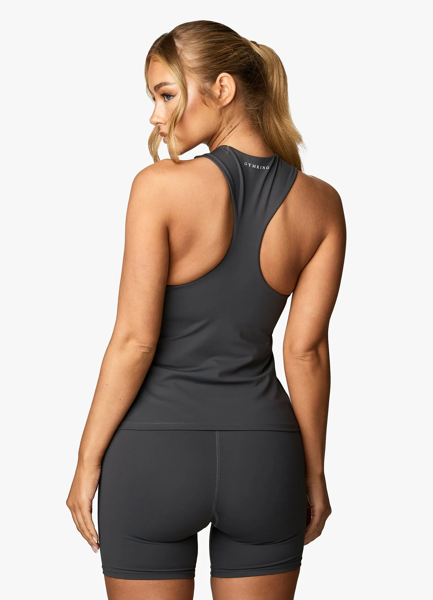 Gym King 365 Long Line Racer Tank - Oyster Grey sold by The Gym King product image thumbnail 3