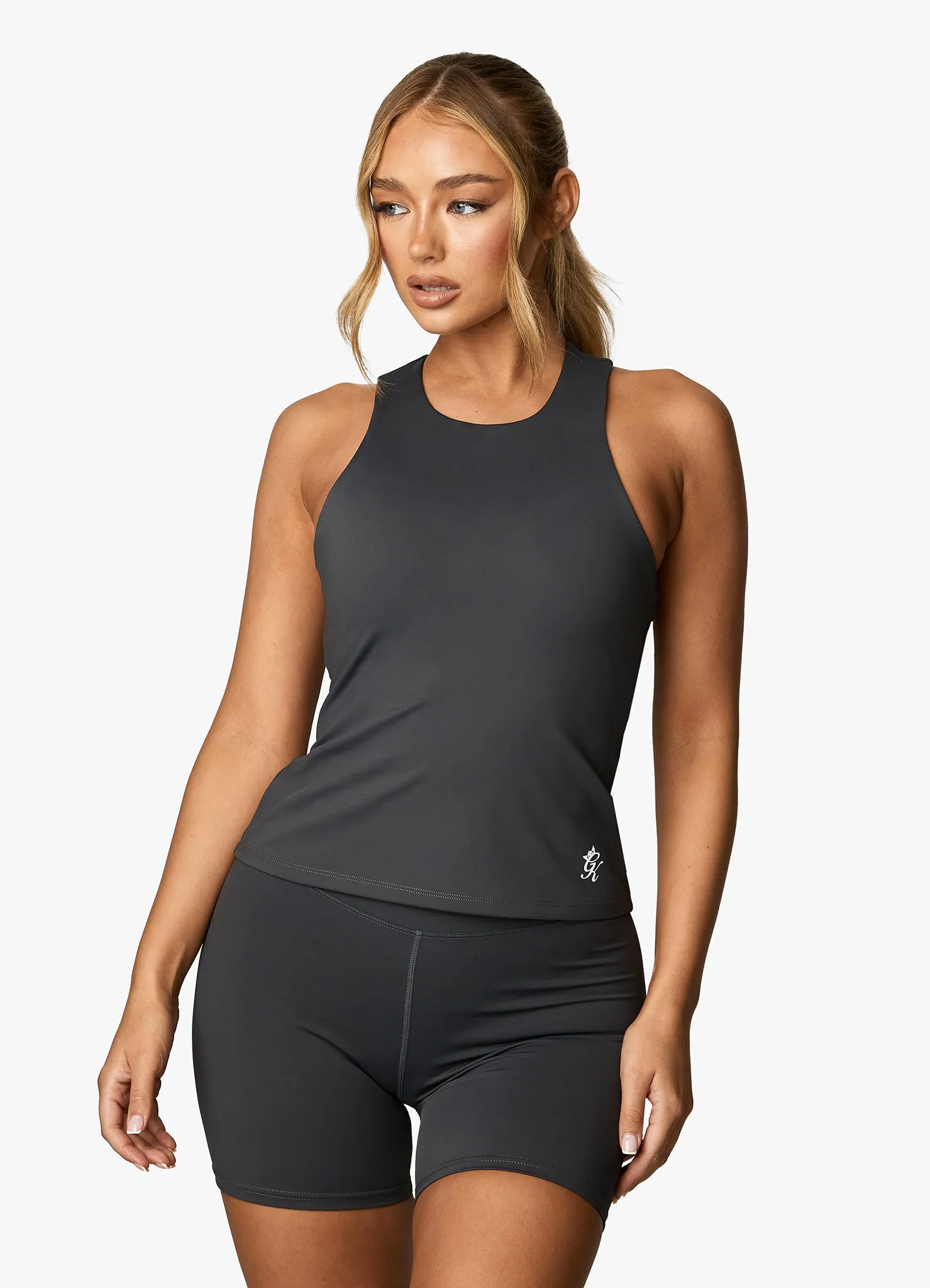 Gym King 365 Long Line Racer Tank - Oyster Grey sold by The Gym King