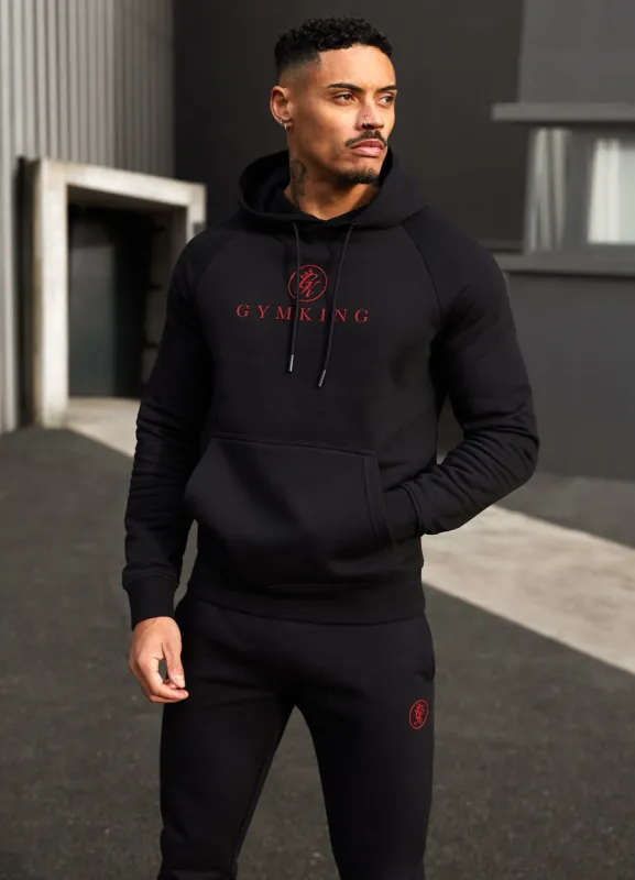 Gym King Pro Logo Fleece Hood - Black/Red sold by The Gym King