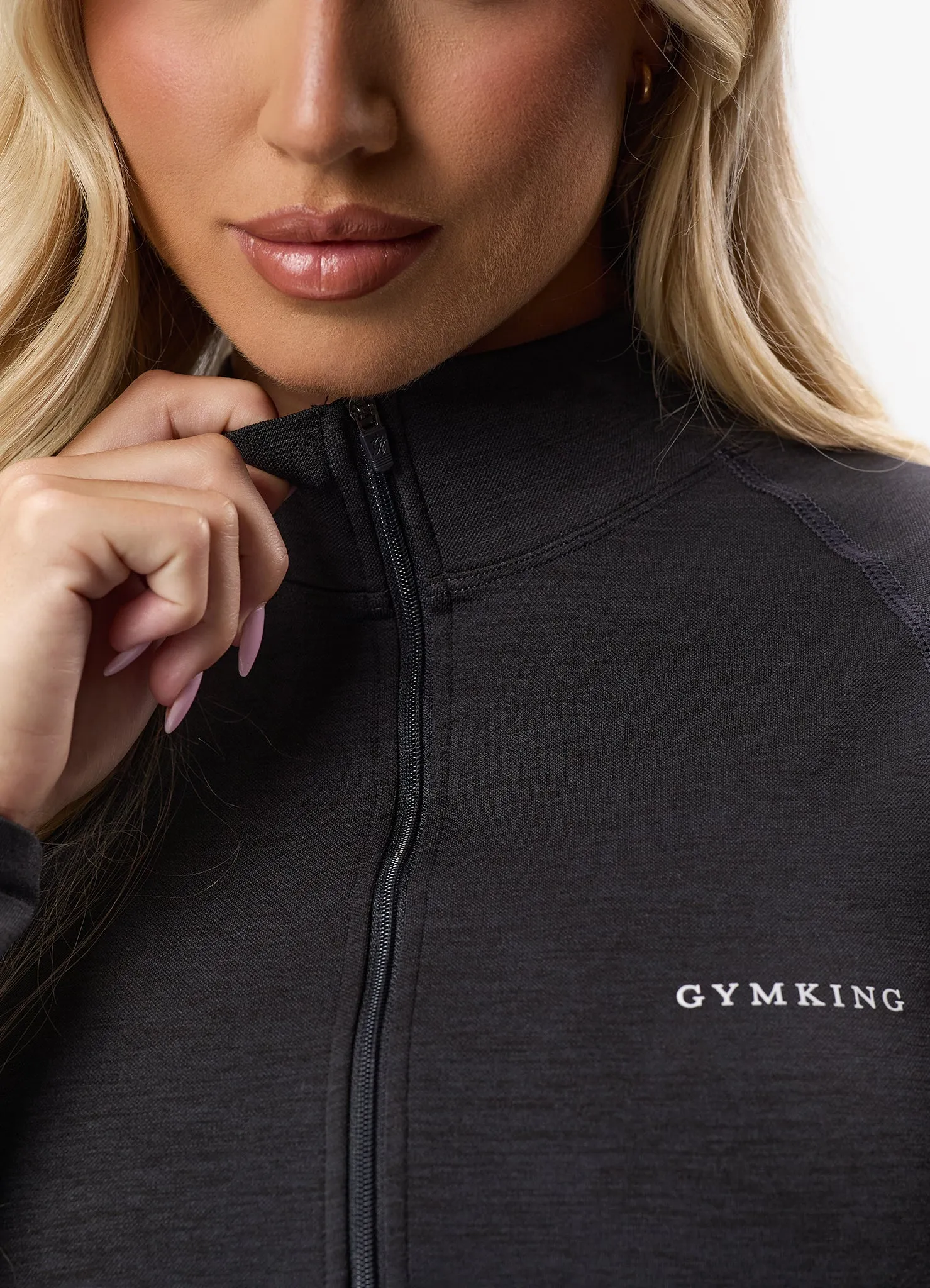 Gym King Results 2.0 Seamless Full Zip Funnel - Black sold by The Gym King product image thumbnail 4
