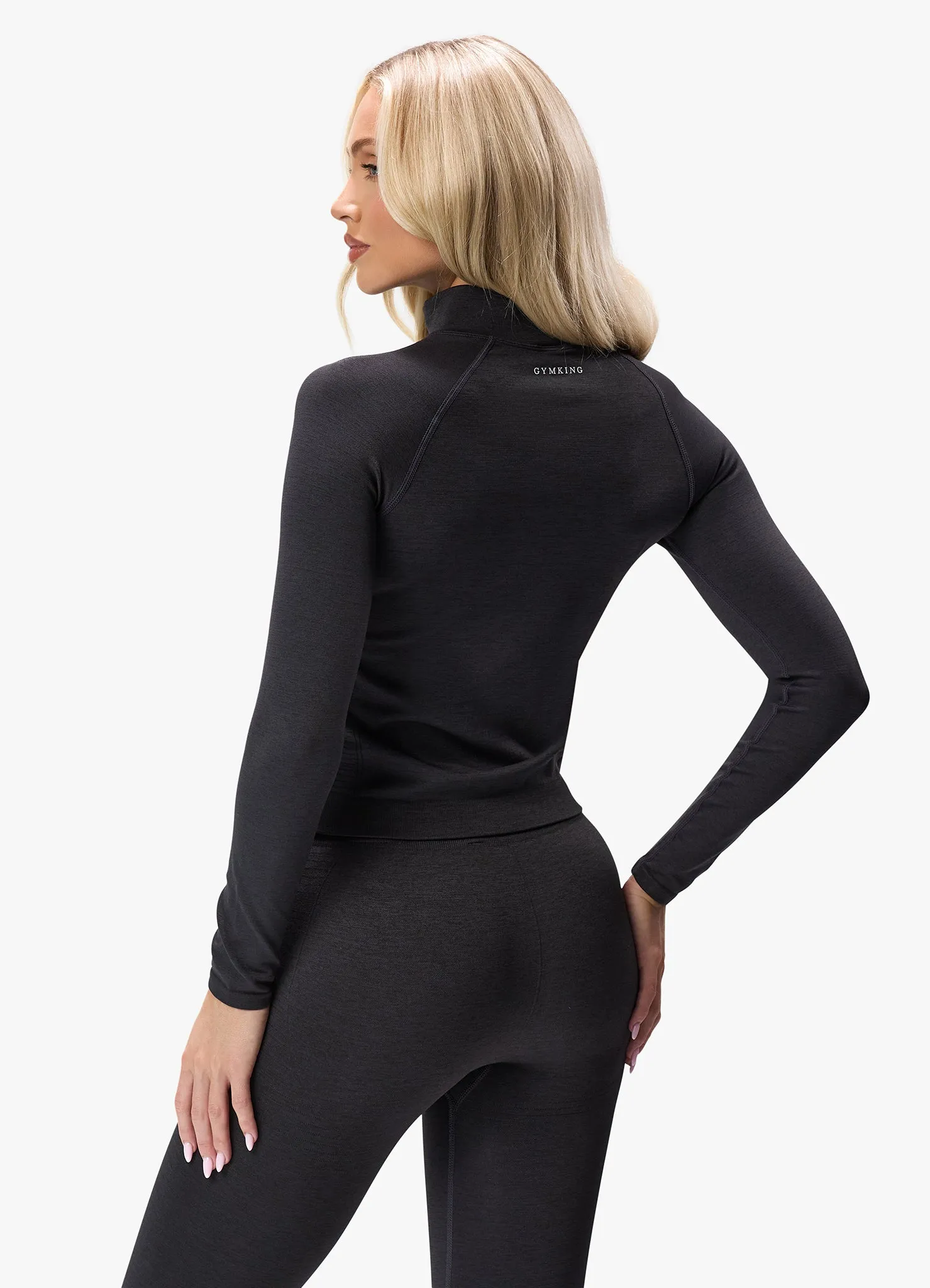 Gym King Results 2.0 Seamless Full Zip Funnel - Black sold by The Gym King product image thumbnail 3