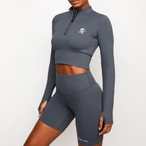Gym King Dynamic Ls Crop - Steel Grey sold by The Gym King