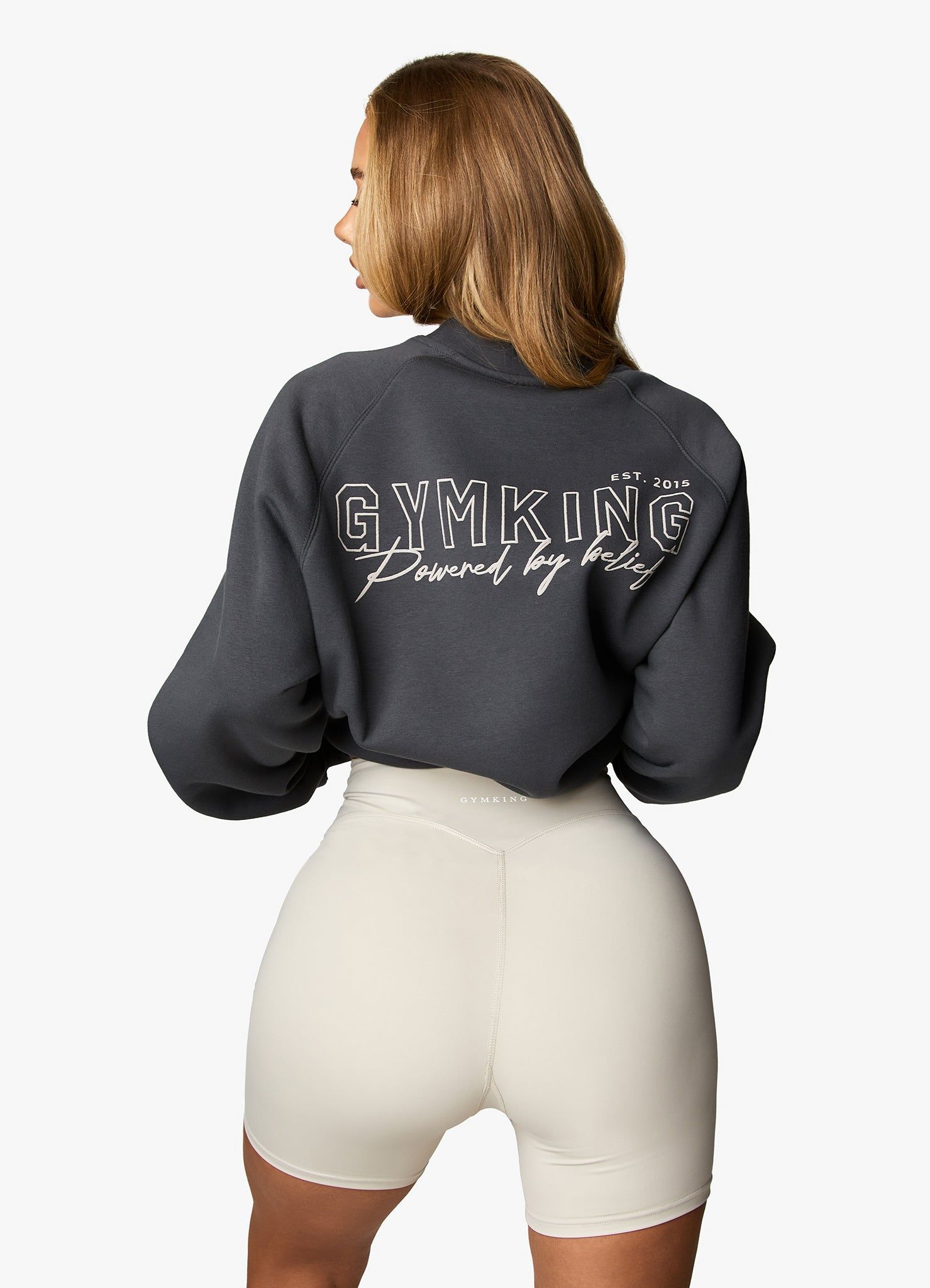 Gym King Powered By Belief Sweatshirt - Oyster Grey sold by The Gym King product image thumbnail 3