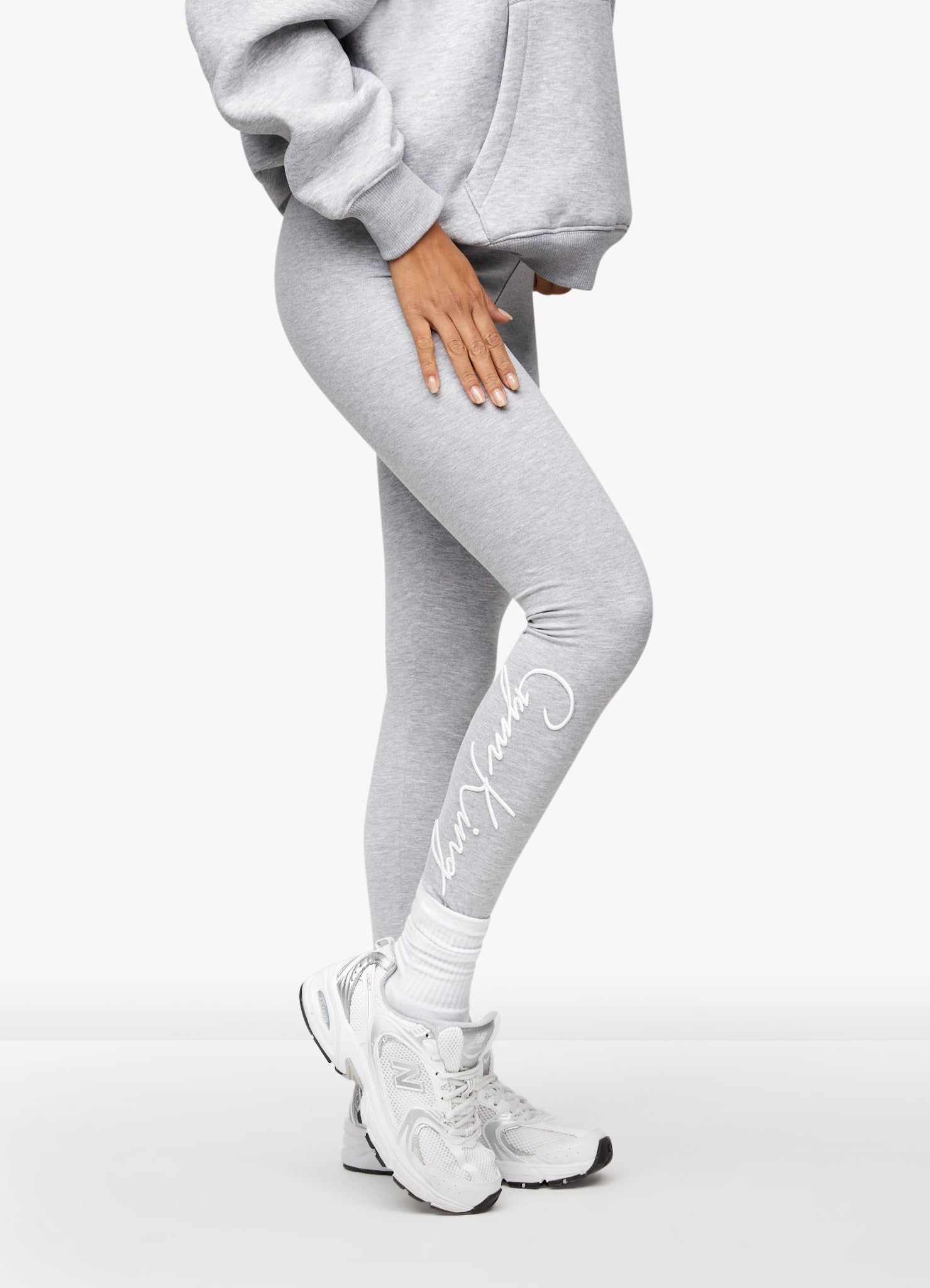 Gym King Script Legging - Grey Marl sold by The Gym King