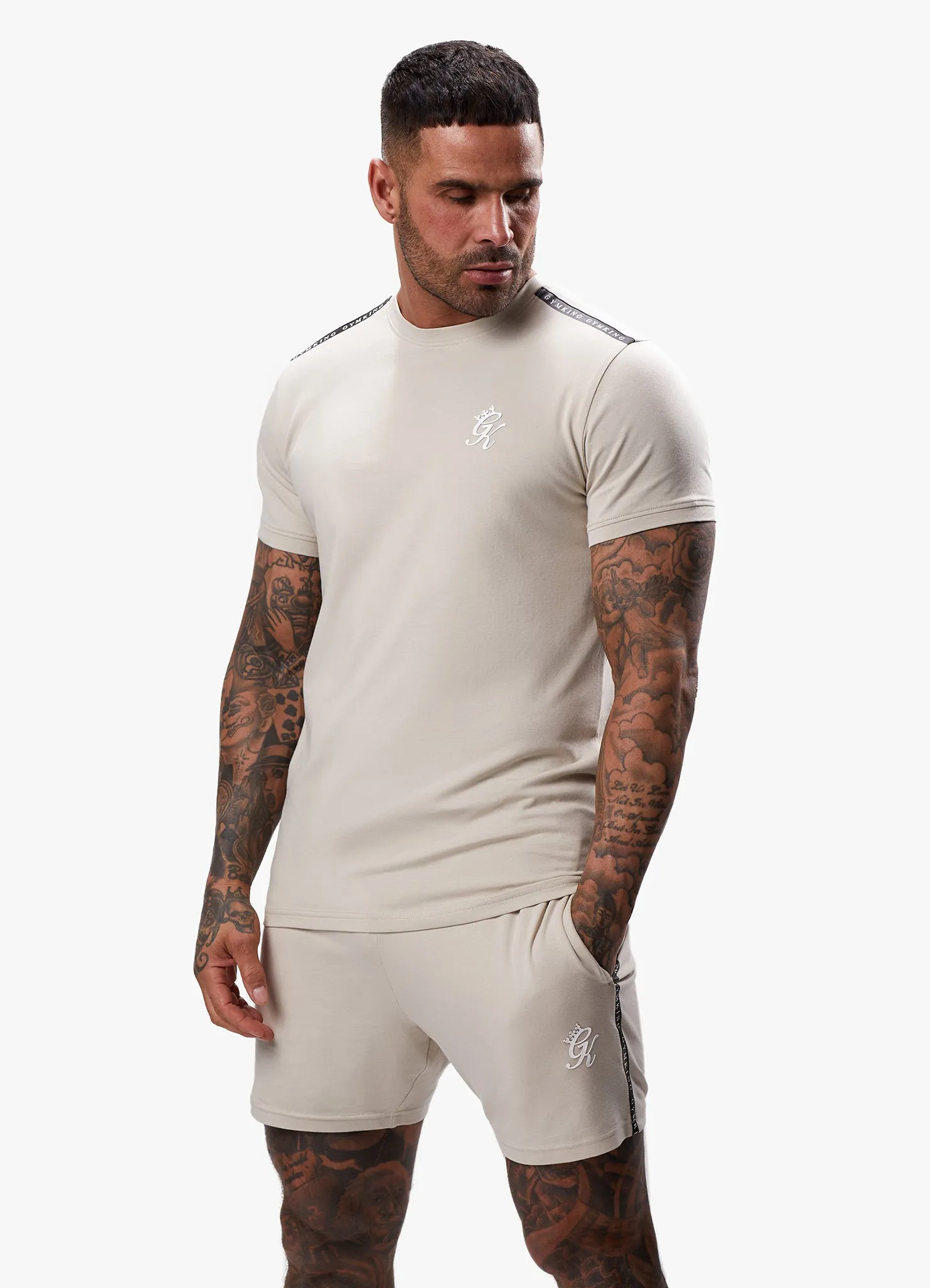 Gym King Taped Jersey Tee - Light Stone sold by The Gym King product image thumbnail 5