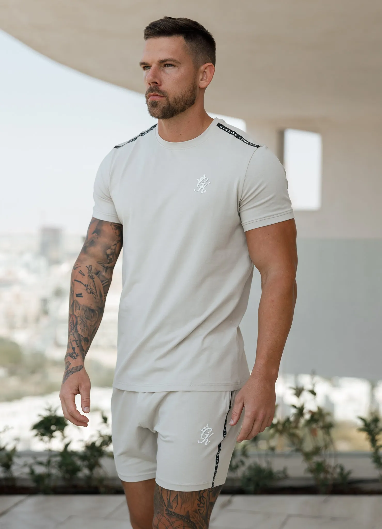 Gym King Taped Jersey Tee - Light Stone sold by The Gym King