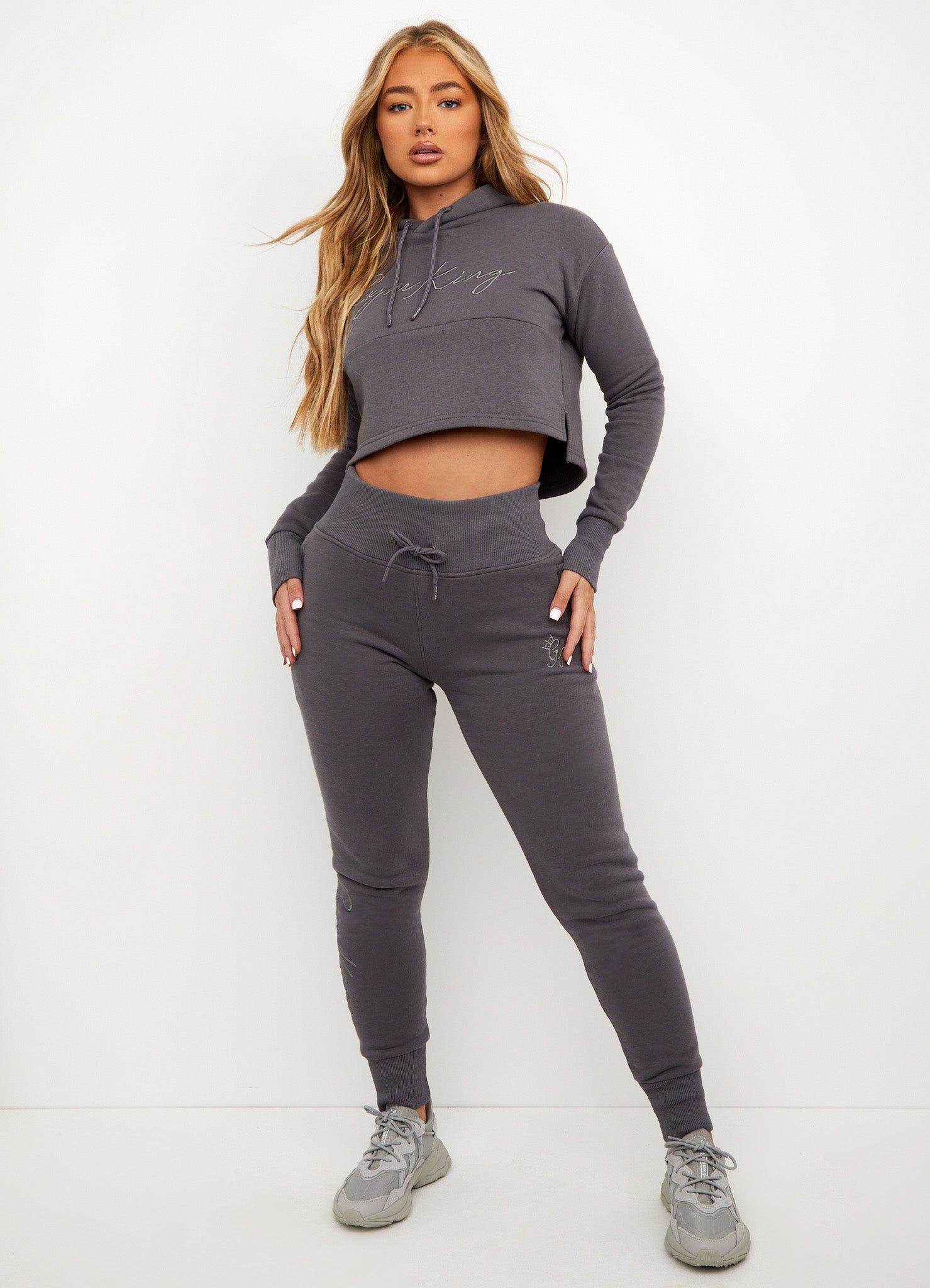 Gym King Sky Script Cropped Hoodie - Steel sold by The Gym King product image thumbnail 8