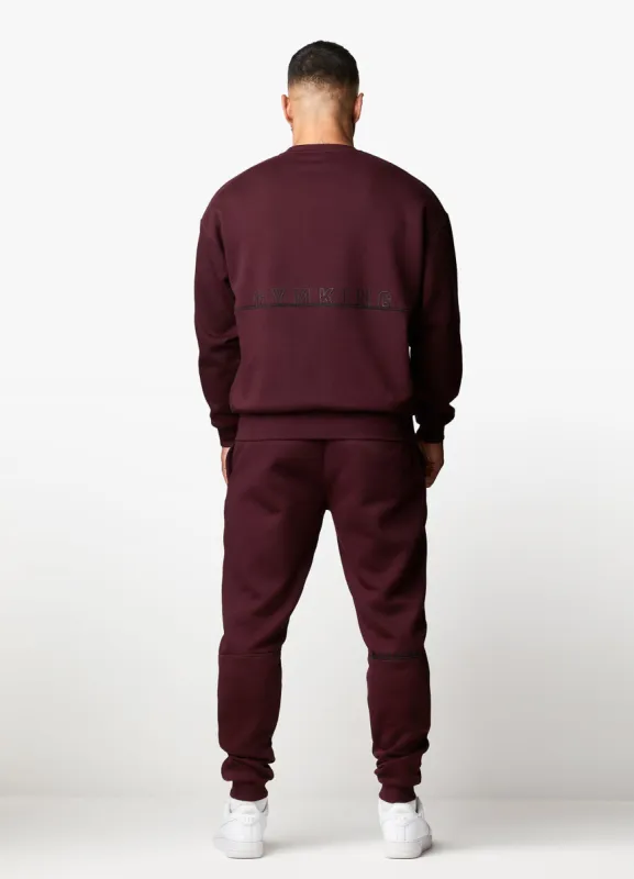 Gym King Outline Print Crew Tracksuit - Burgundy sold by The Gym King