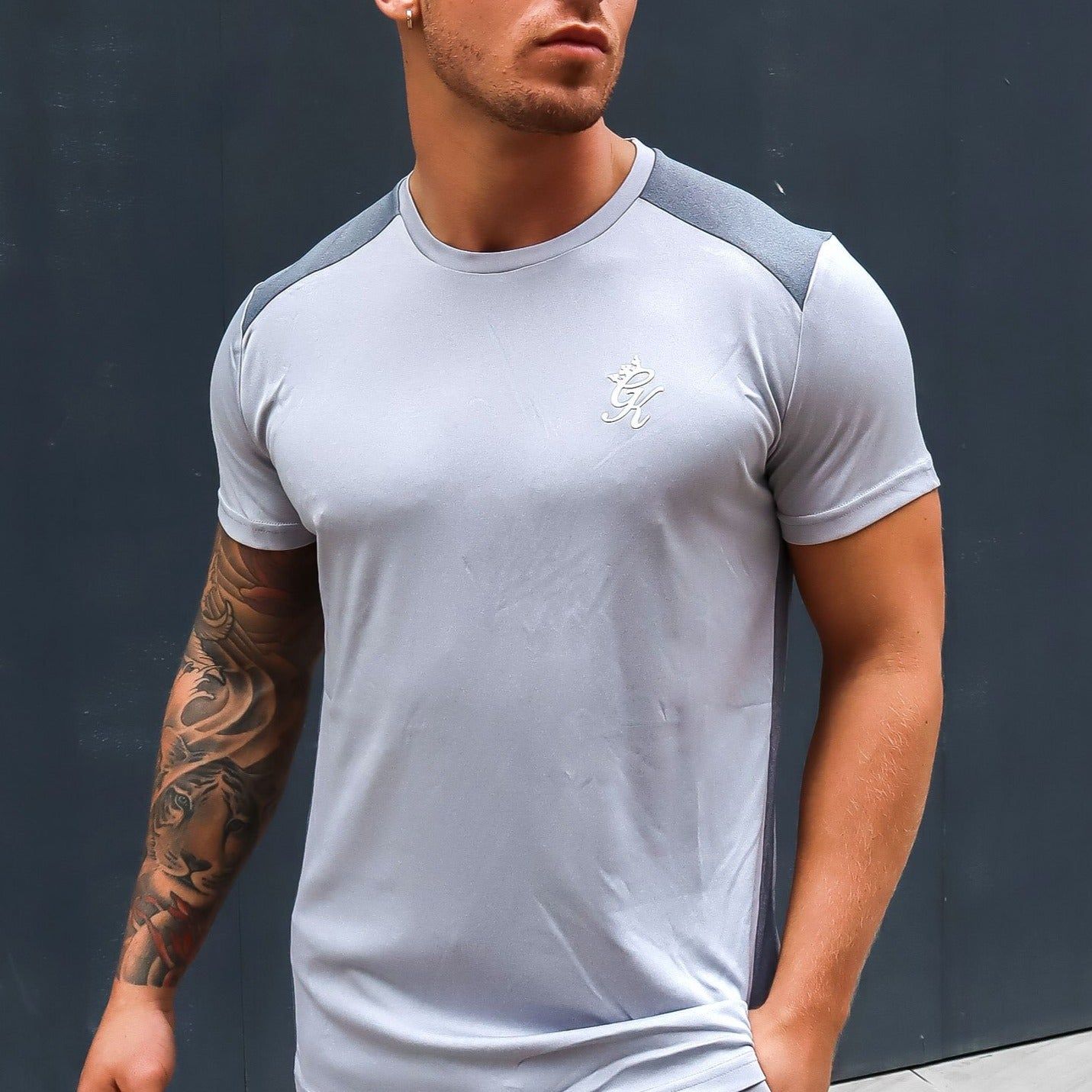 Gym King Contrast Panel Tee - Grey Marl sold by The Gym King product image thumbnail 2