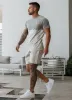 Gym King Contrast Panel Jersey Tee - Light Stone/Taupe/White sold by The Gym King