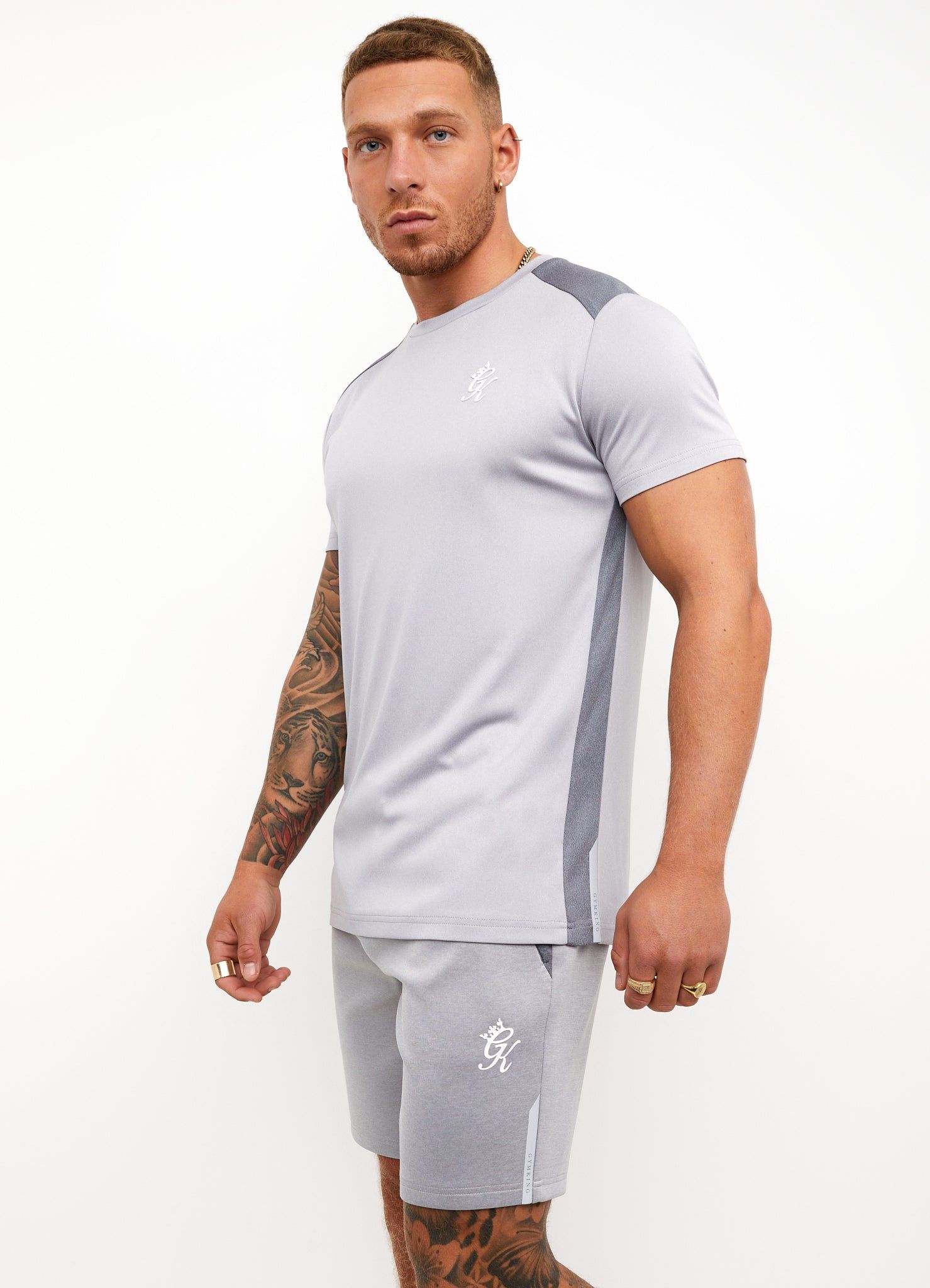 Gym King Contrast Panel Tee - Grey Marl sold by The Gym King product image thumbnail 4