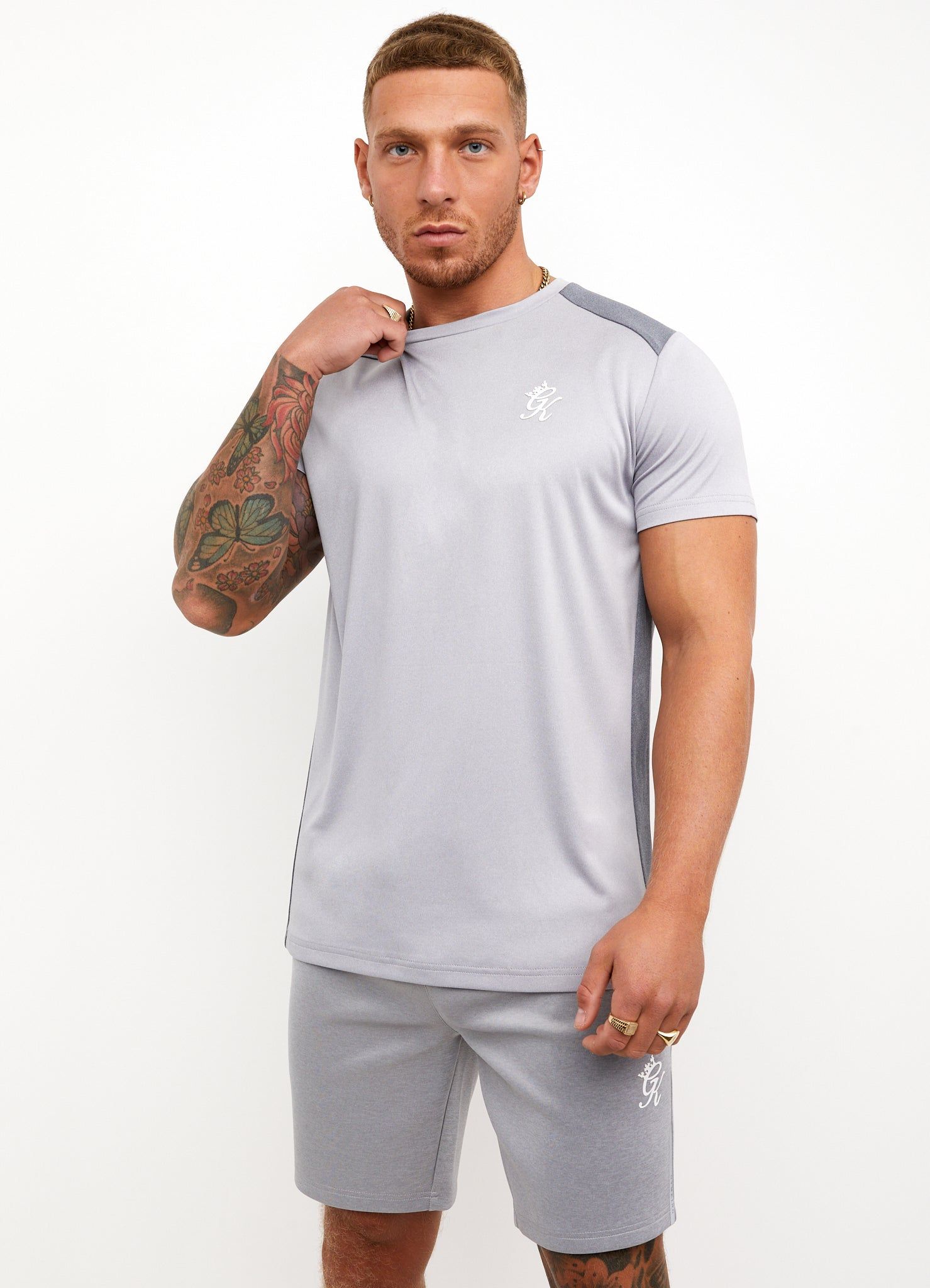 Gym King Contrast Panel Tee - Grey Marl sold by The Gym King