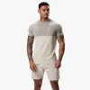 Gym King Contrast Panel Jersey Tee - Light Stone/Taupe/White sold by The Gym King