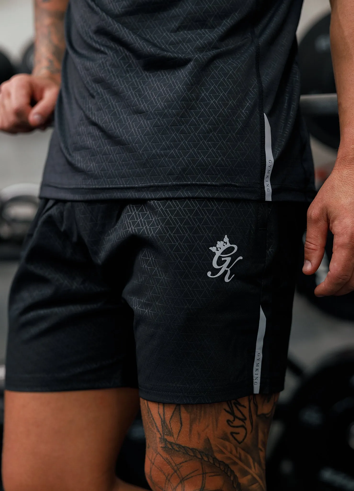 Gym King Debossed Energy Short - 6" - Black AOP sold by The Gym King