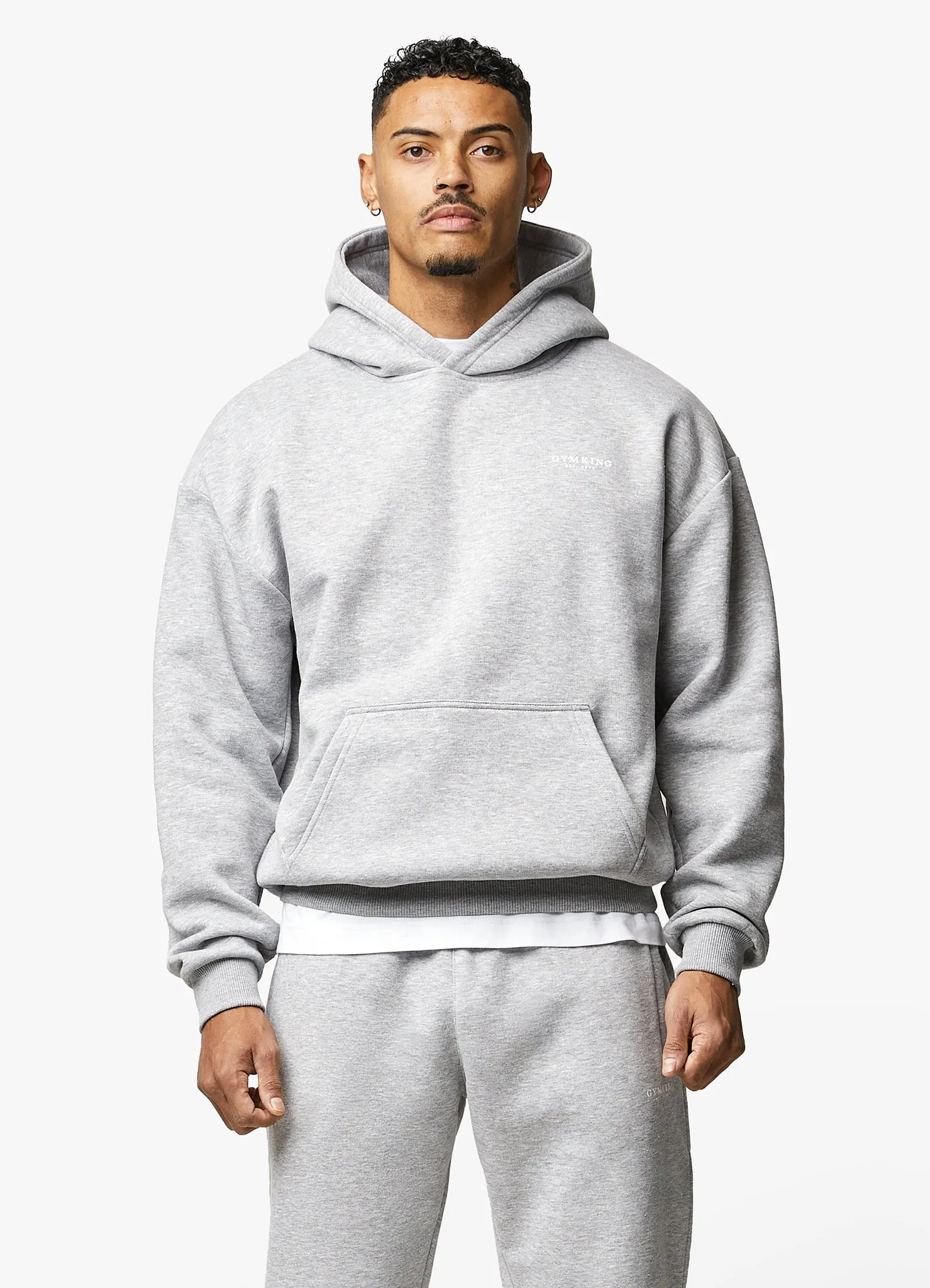 Gym King Established Tracksuit - Light Grey Marl sold by The Gym King product image thumbnail 3