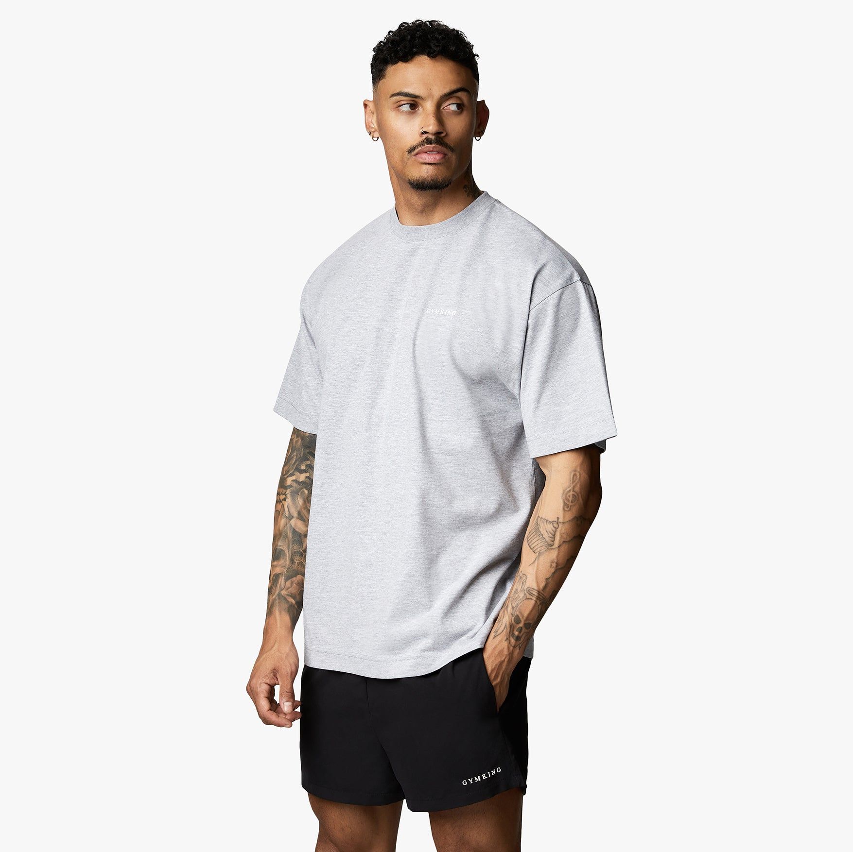 Gym King Linear Arch Tee - Light Grey Marl sold by The Gym King product image thumbnail 2