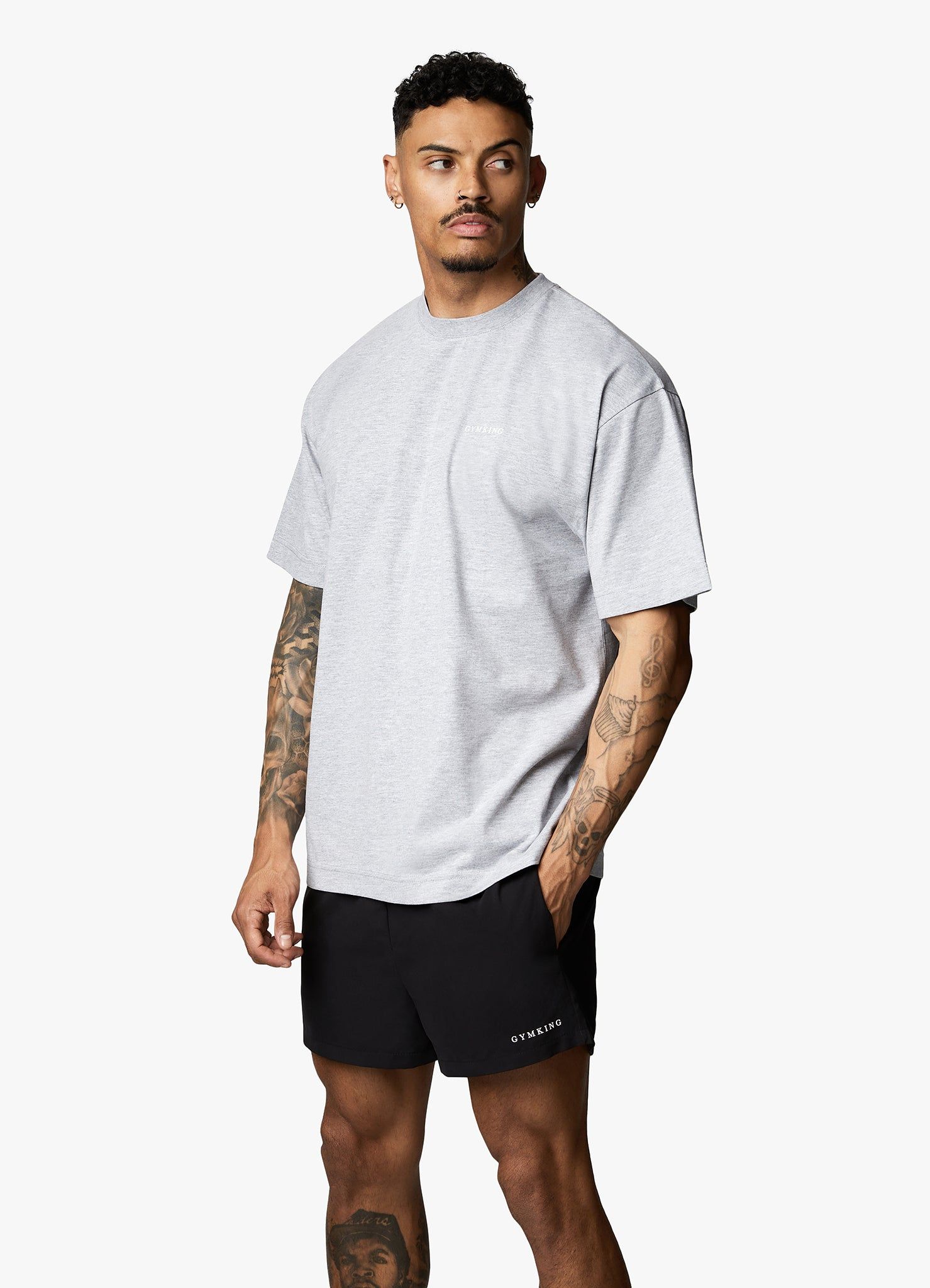 Gym King Linear Arch Tee - Light Grey Marl sold by The Gym King product image thumbnail 3