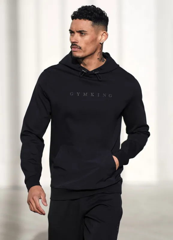 Gym King Linear Print Interlock Hood - Black sold by The Gym King
