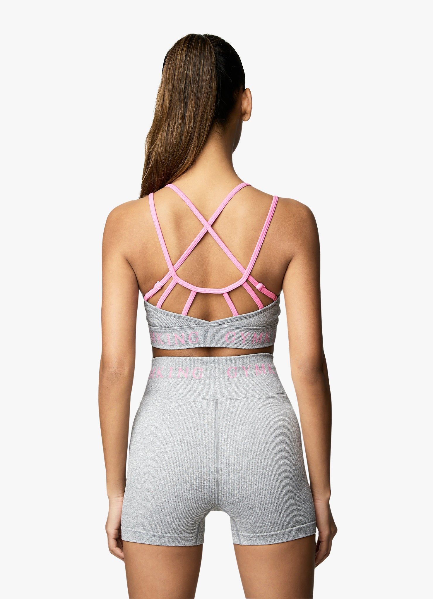Gym King Intention Multi-Rib Sports Bra - Grey Marl/Cosmic Pink sold by The Gym King product image thumbnail 3