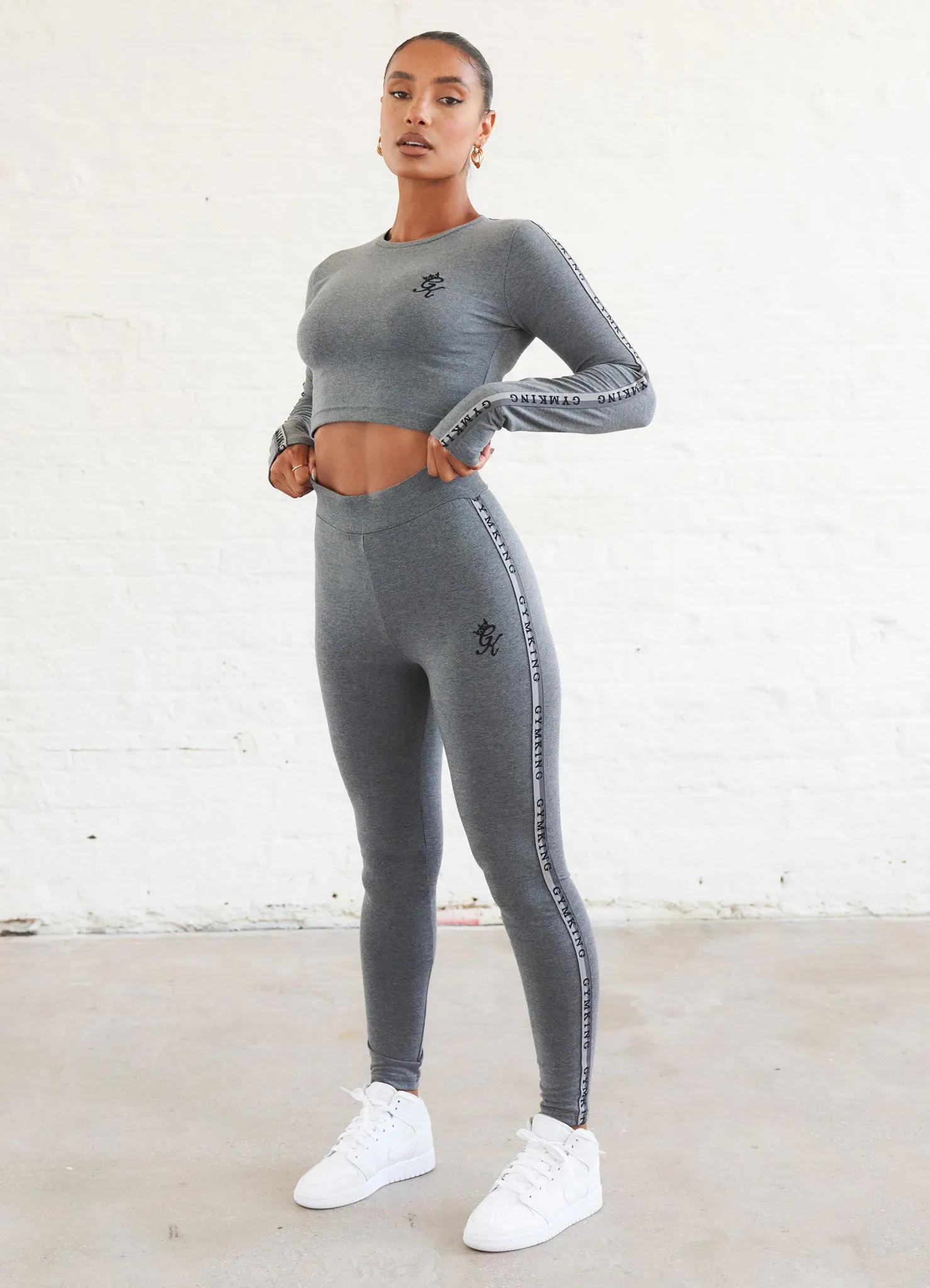 Gym King Results Tape Longsleeve Crop - Mid Grey Marl sold by The Gym King product image thumbnail 4