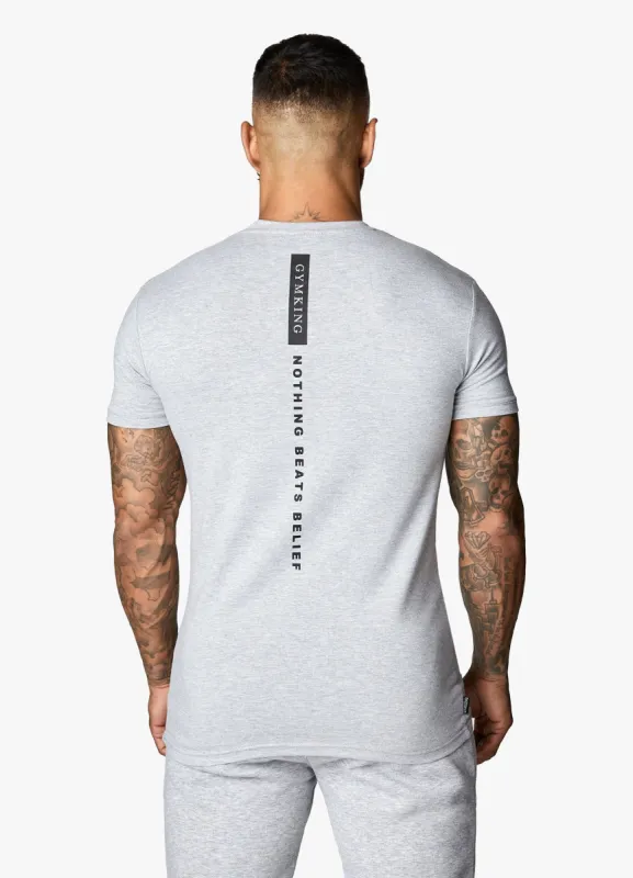 Gym King Nothing Beats Belief Tee - Light Grey Marl sold by The Gym King