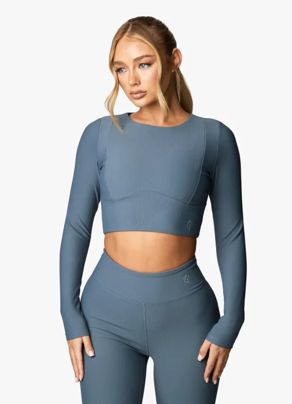 Gym King Align LS Crop Tee - Storm Blue sold by The Gym King