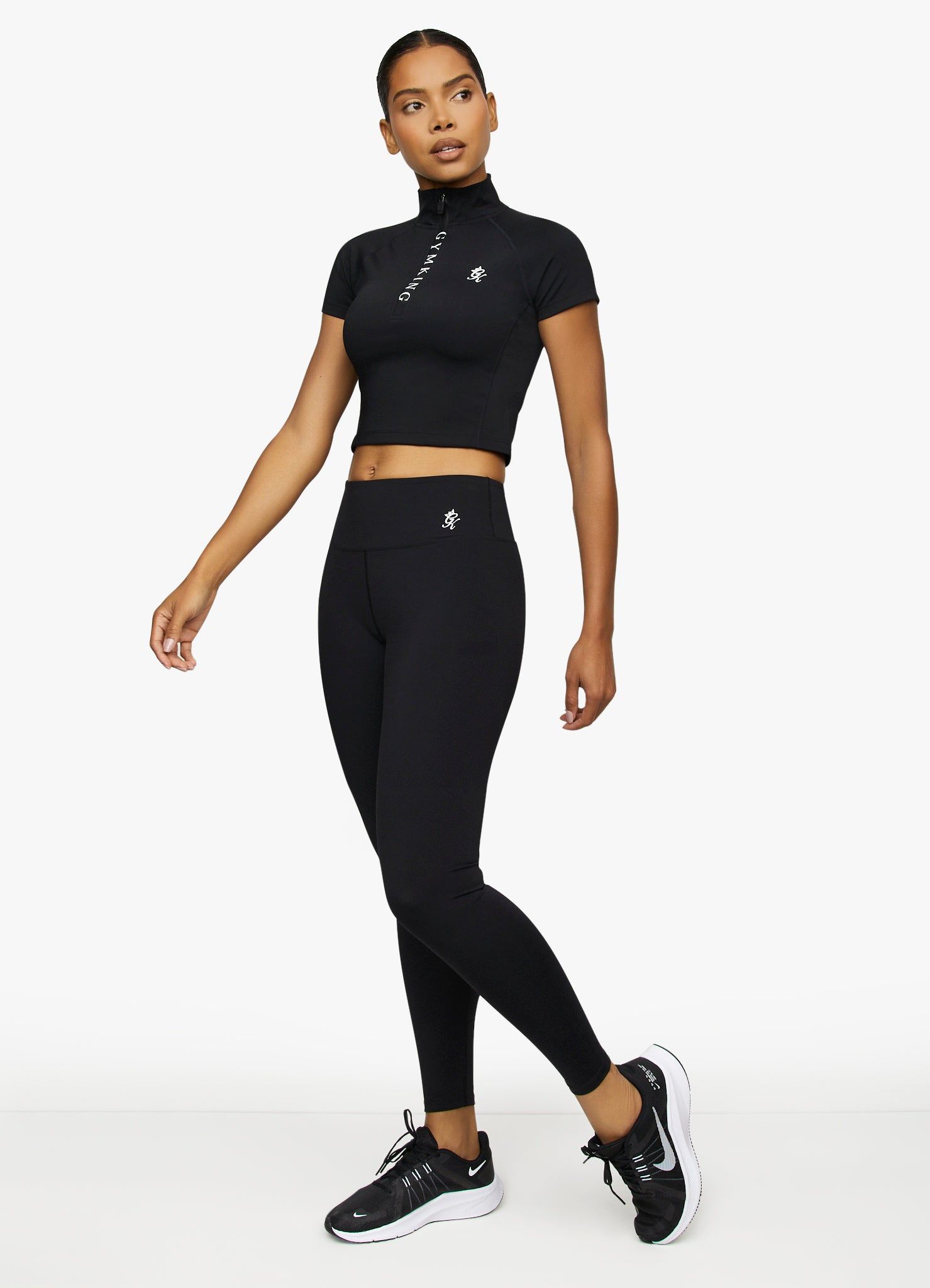 Gym King Short Sleeve Taped Crop Funnel - Black sold by The Gym King product image thumbnail 6