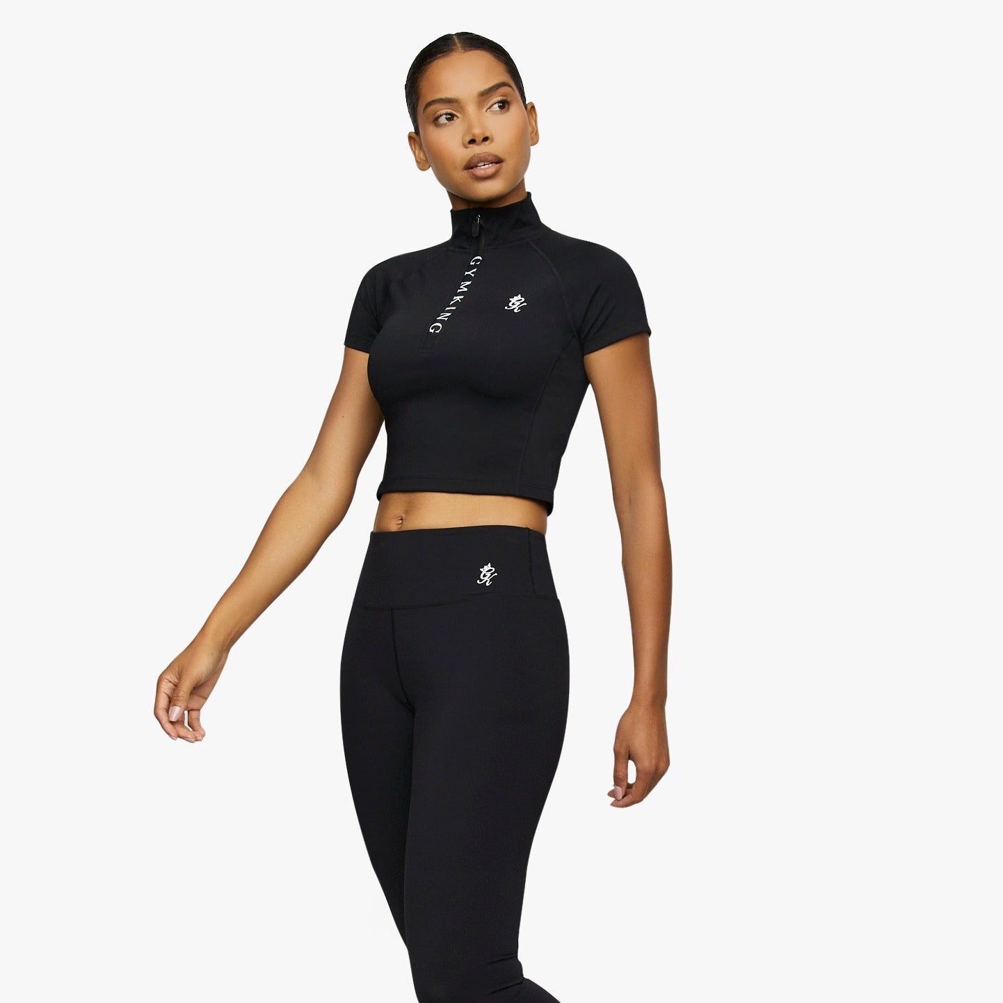 Gym King Short Sleeve Taped Crop Funnel - Black sold by The Gym King product image thumbnail 2