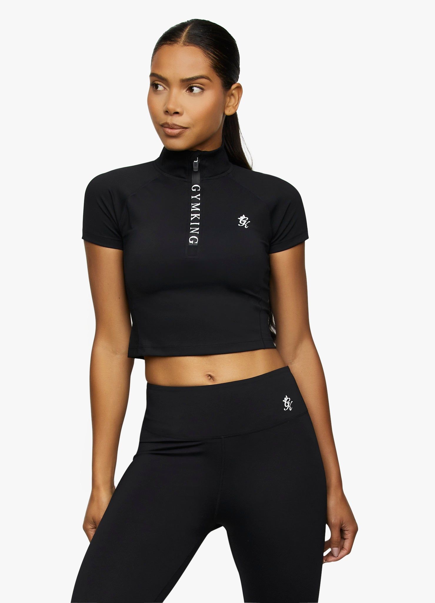 Gym King Short Sleeve Taped Crop Funnel - Black sold by The Gym King product image thumbnail 5