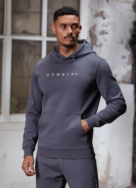 Gym King Linear Print Interlock Hood - Graphite sold by The Gym King