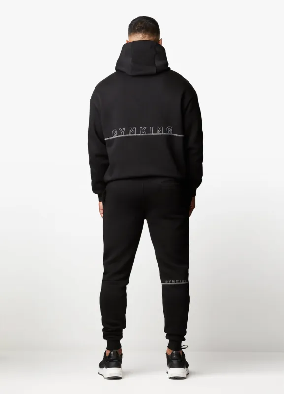 Gym King Outline Print Hood Tracksuit - Black sold by The Gym King