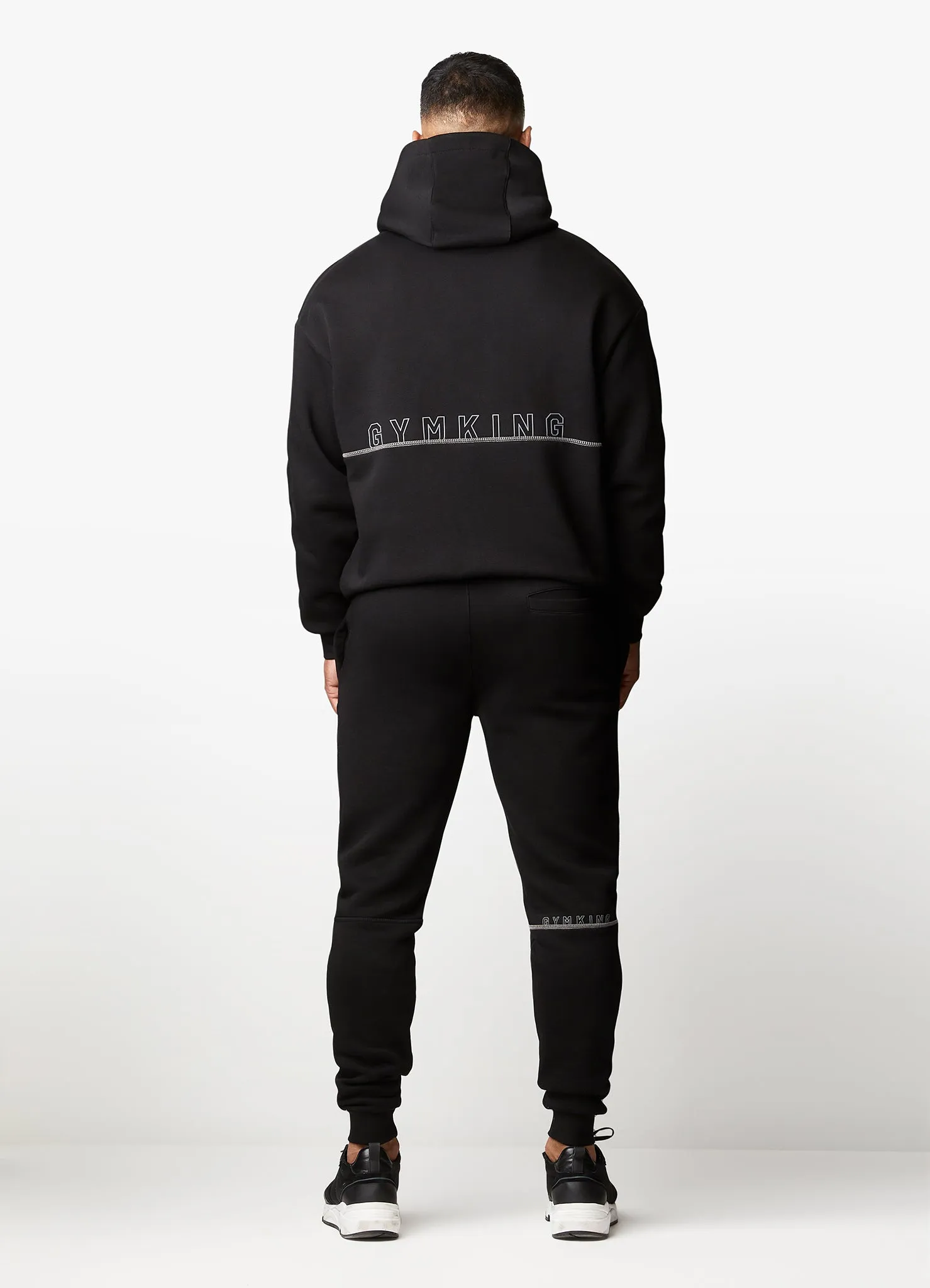 Gym King Outline Print Hood Tracksuit - Black sold by The Gym King