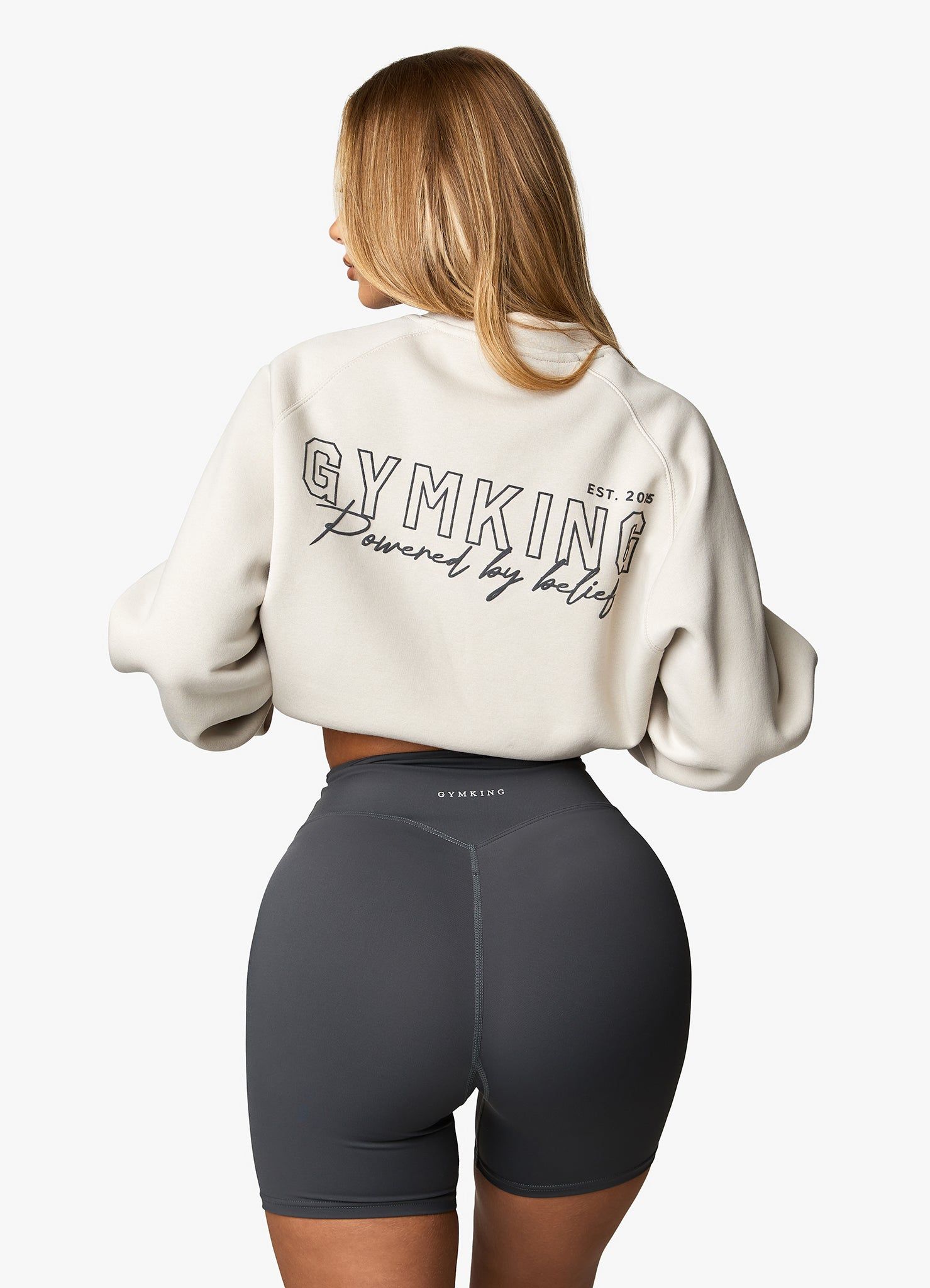 Gym King Powered By Belief Sweatshirt - Light Stone sold by The Gym King product image thumbnail 4