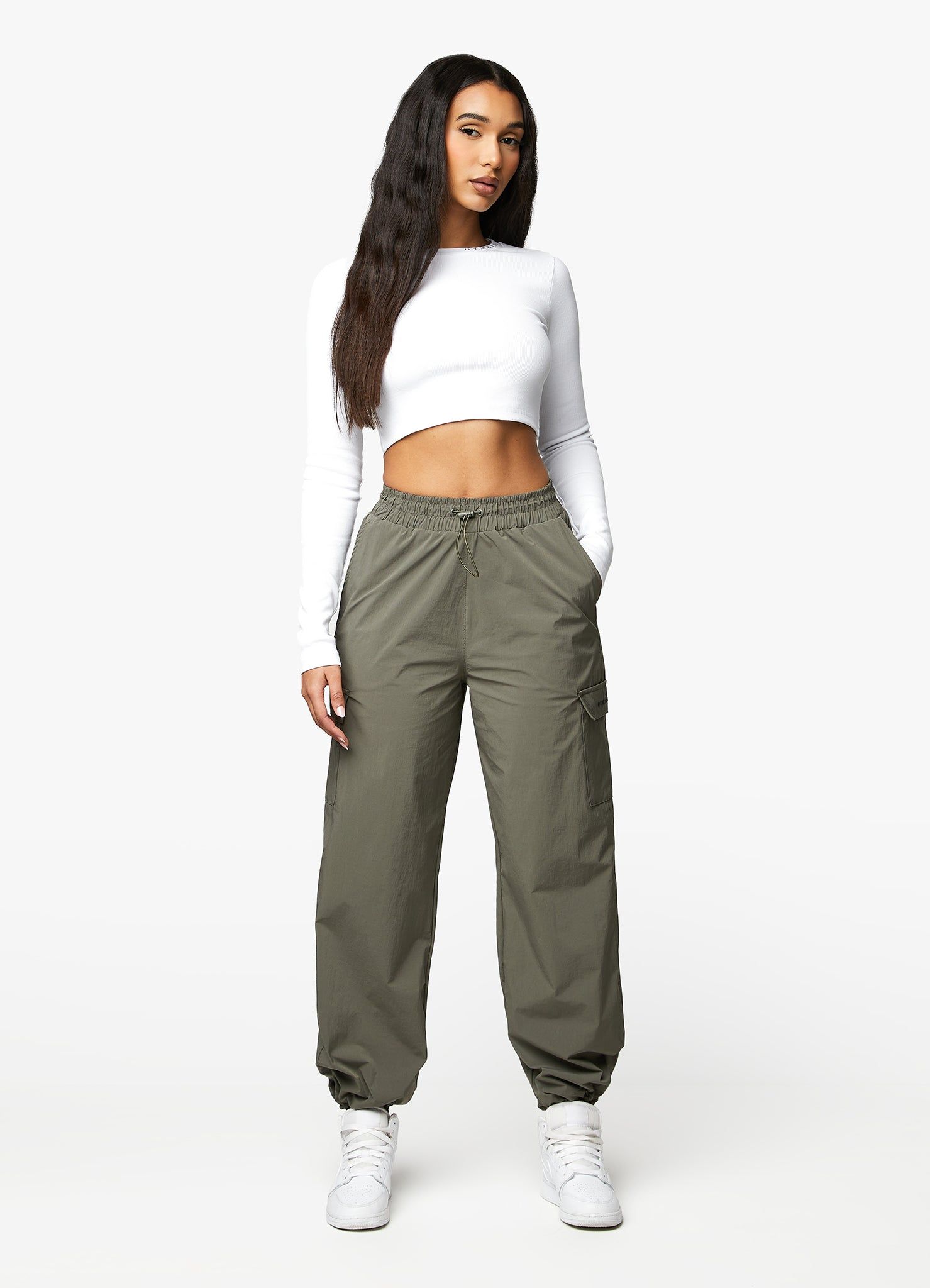 Gym King Utility Rib LS Crop Top - White sold by The Gym King product image thumbnail 7