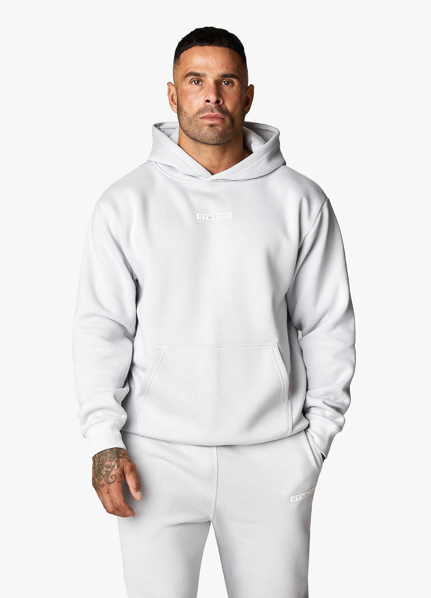 Gym King Box Logo Hood - Light Grey sold by The Gym King