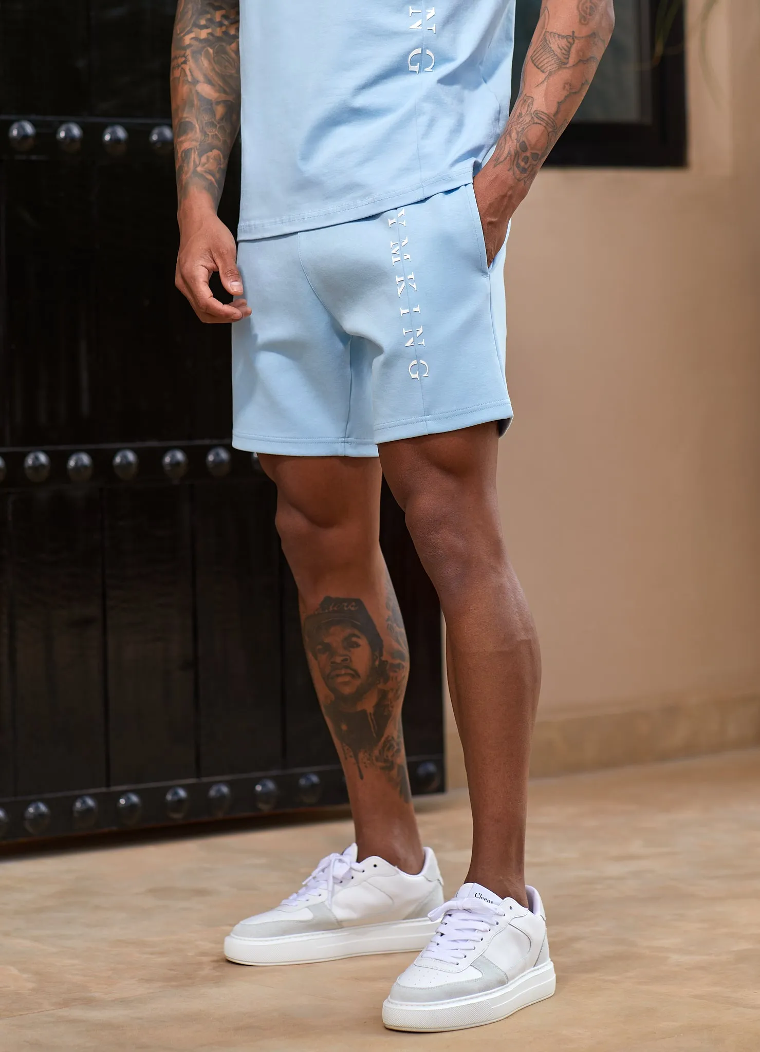 Gym King Split Linear Short - Soft Blue sold by The Gym King
