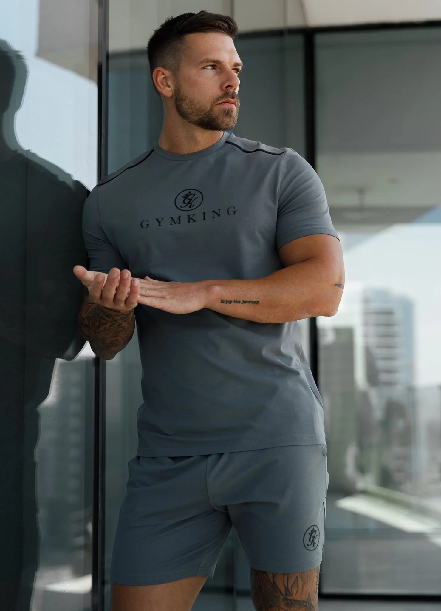 Gym King Pro Logo Tee v2 - Fossil Grey sold by The Gym King