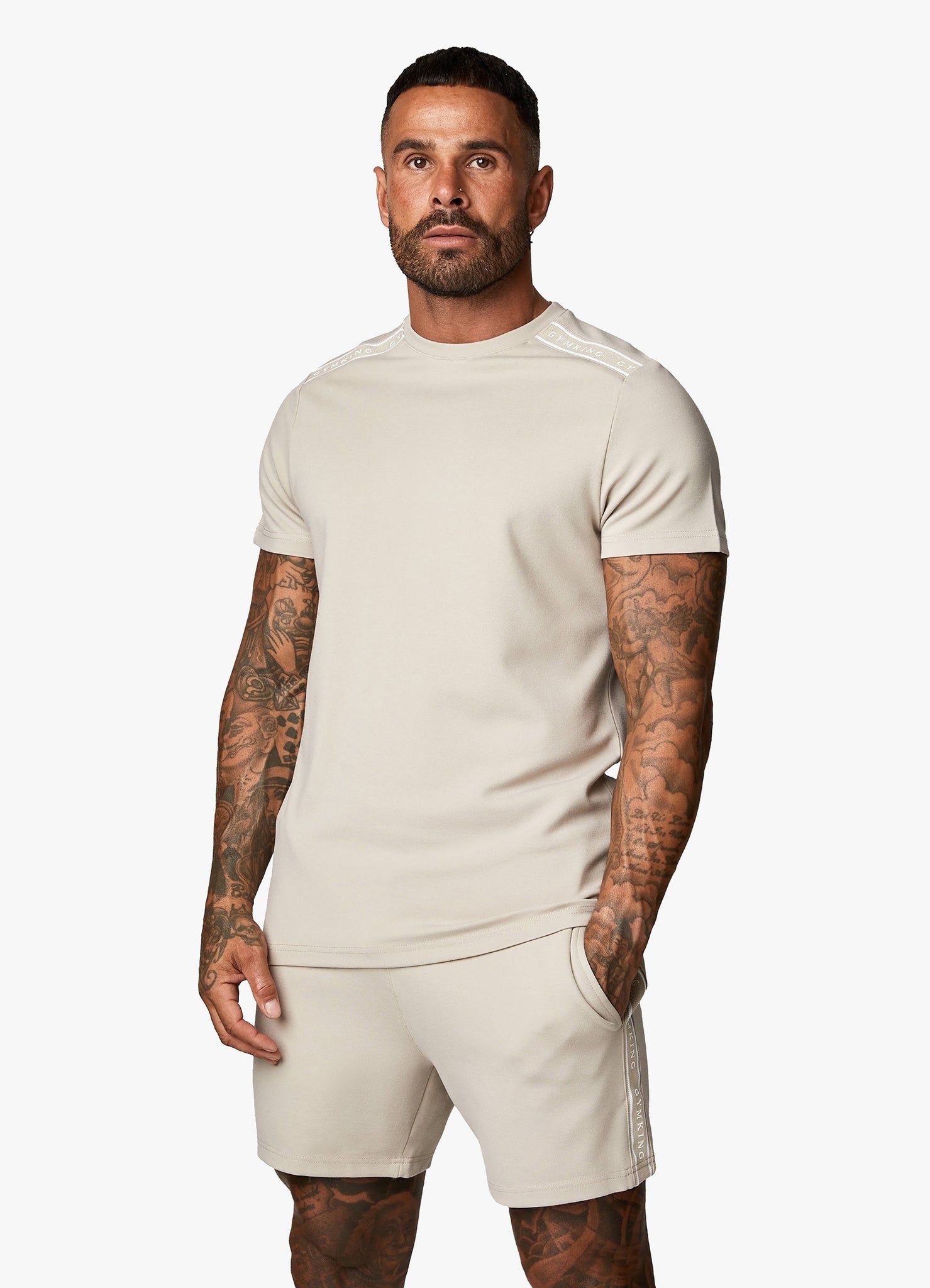 Gym King Signature Taped Tee - Sand sold by The Gym King